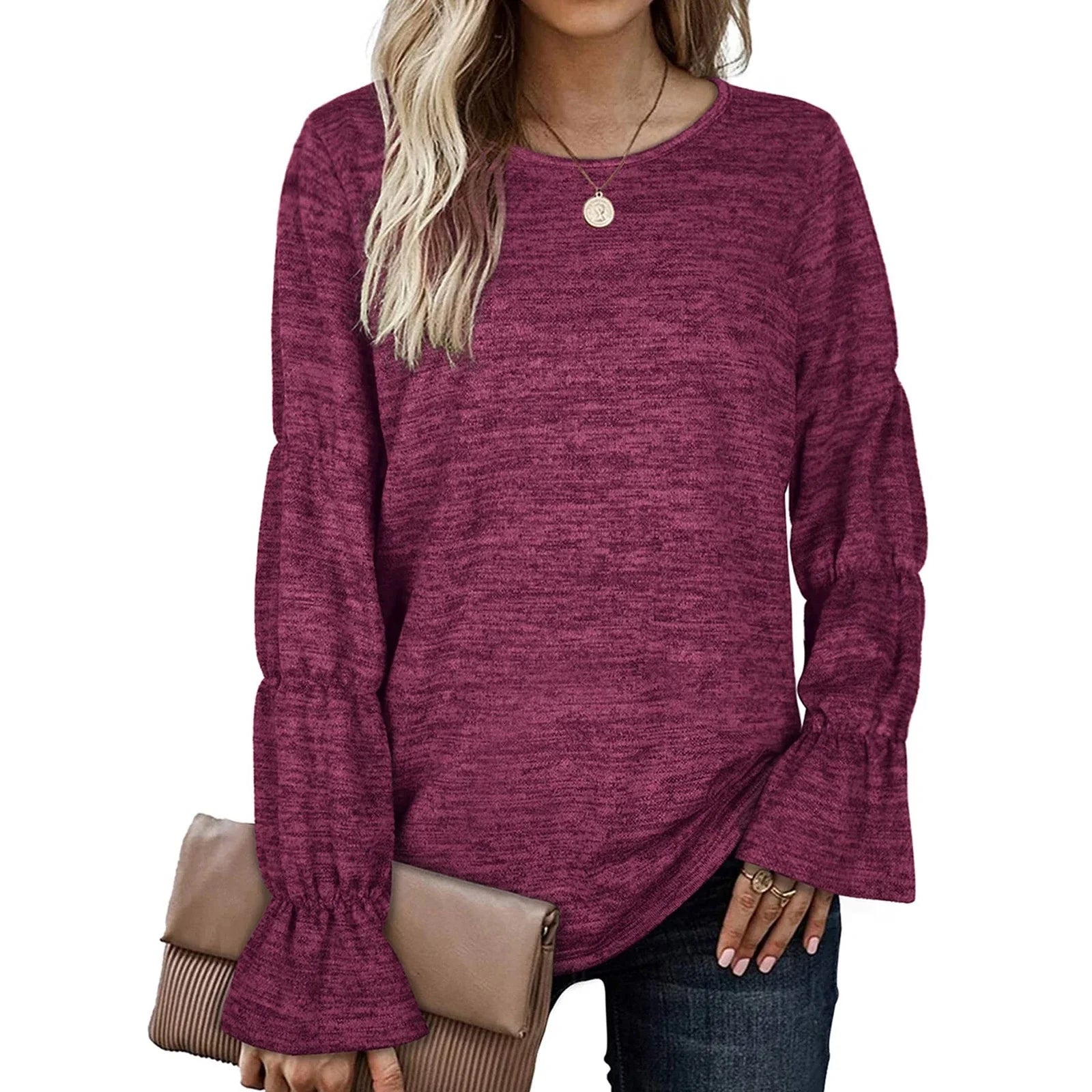 Trumpet Sleeve Pullover Stylish Long Sleeve Top For Casual Wear Premium Unisex T-shirt, Sweatshirt, Hoodie, Long Sleeve Tee - T-Shirt, Sweatshirt, Hoodie