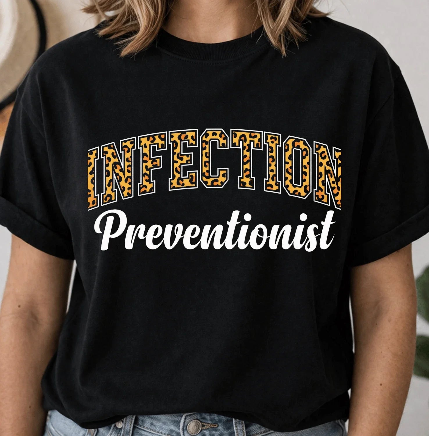 Infection Preventionist Leopard Print Collegiate Nurse Shirt Gift Trendy Tee Unisex T-shirt, Sweatshirt, Hoodie, Long Sleeve Tee - T-Shirt, Sweatshirt, Hoodie