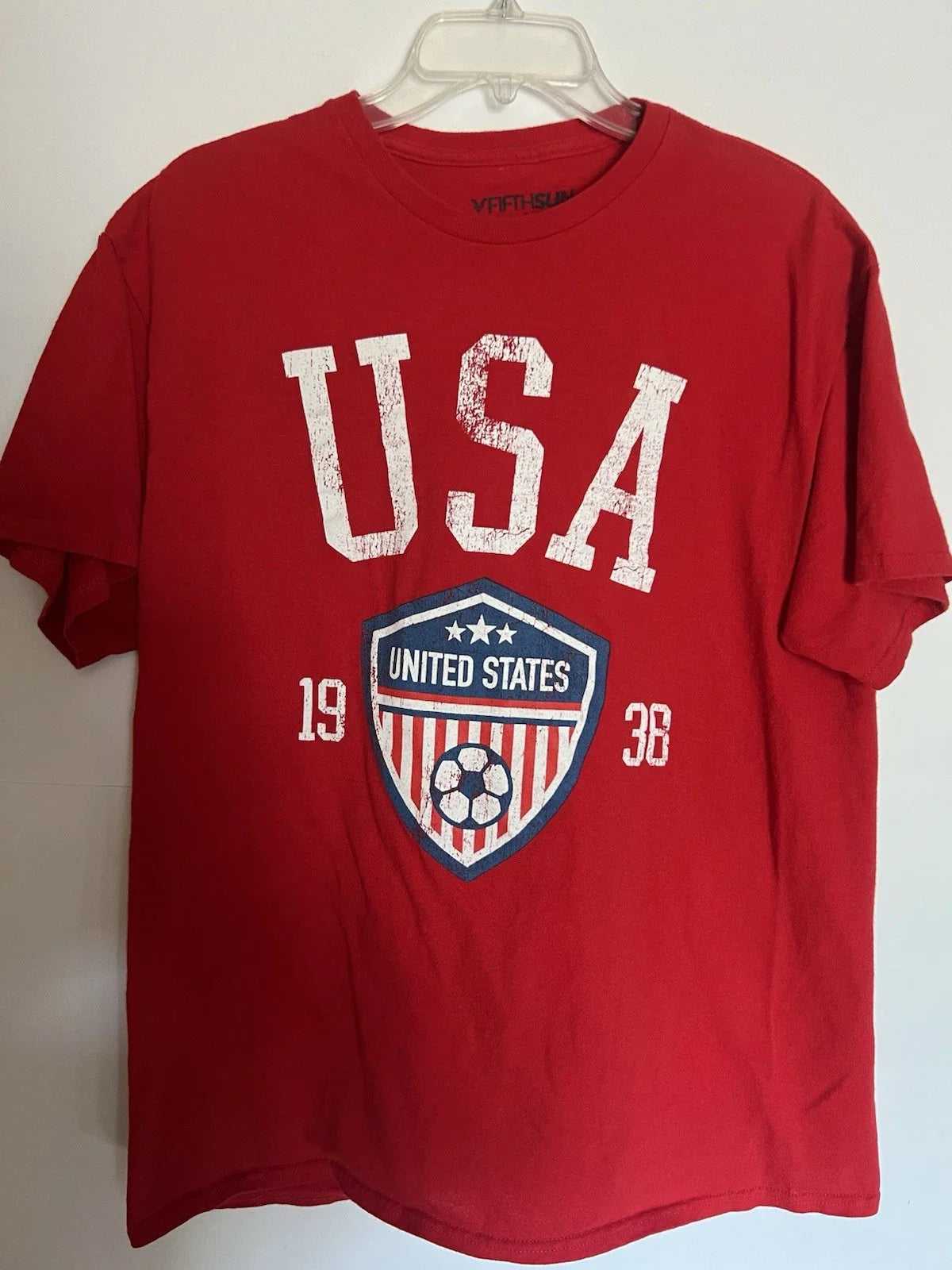 Fifth Sun USA Soccer 1938 T-Shirt Red Short Sleeve Mens L Pre-Owned Unisex T-shirt, Sweatshirt, Hoodie, Long Sleeve Tee - T-Shirt, Sweatshirt, Hoodie
