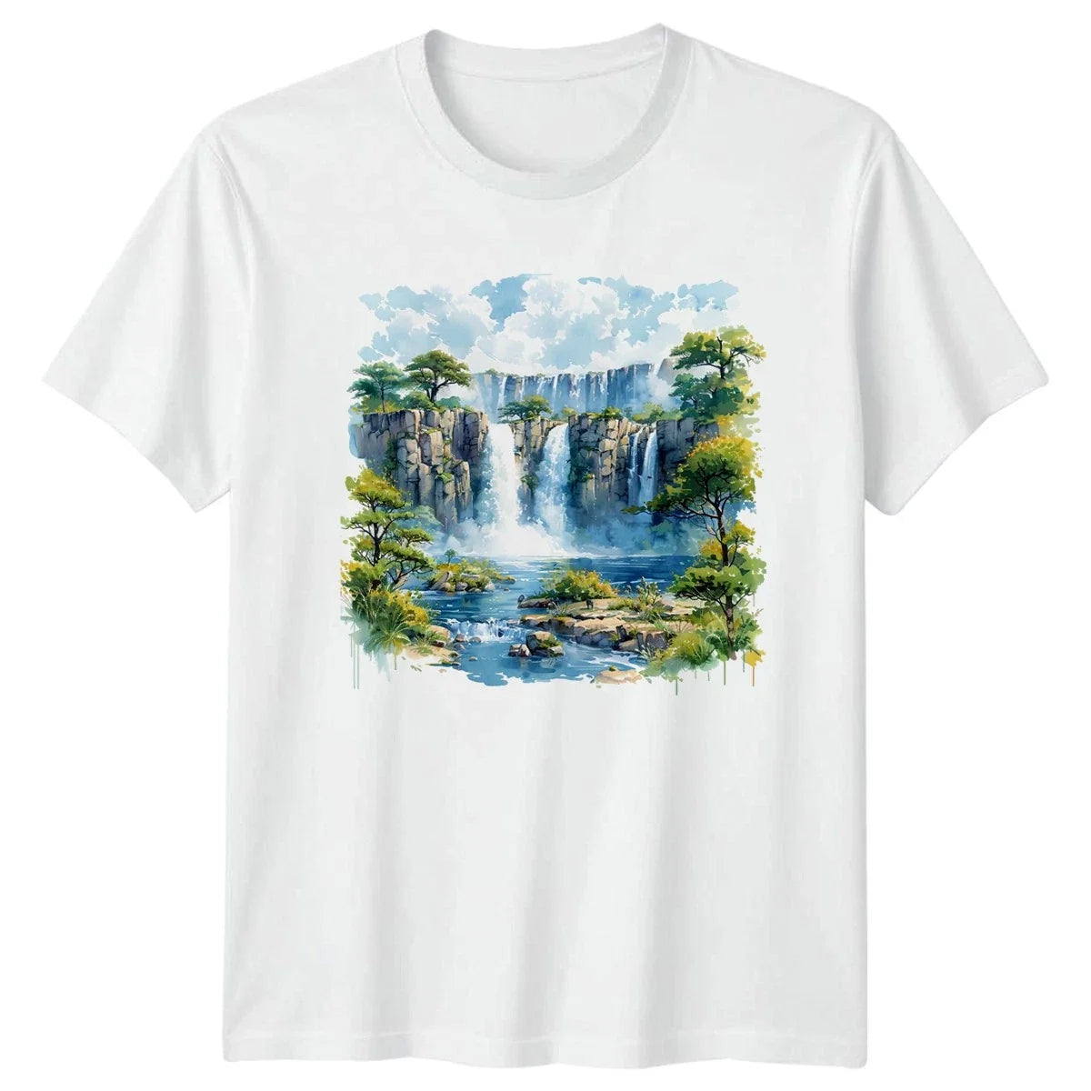 Waterfall Landscape Waterfalls Nature Mens T-Shirt Womens Tee Graphic Top Unisex T-shirt, Sweatshirt, Hoodie, Long Sleeve Tee - T-Shirt, Sweatshirt, Hoodie