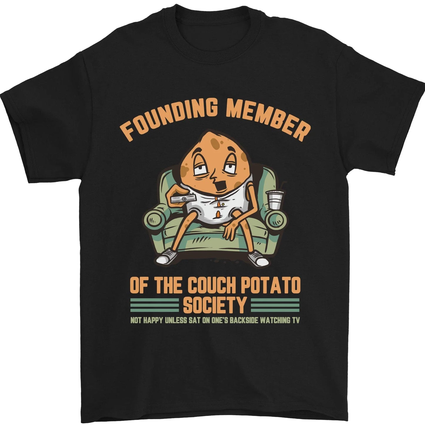 Funny Lazy Couch Potato Watching TV & Movies Mens T-Shirt 100% Cotton Unisex T-shirt, Sweatshirt, Hoodie, Long Sleeve Tee - T-Shirt, Sweatshirt, Hoodie