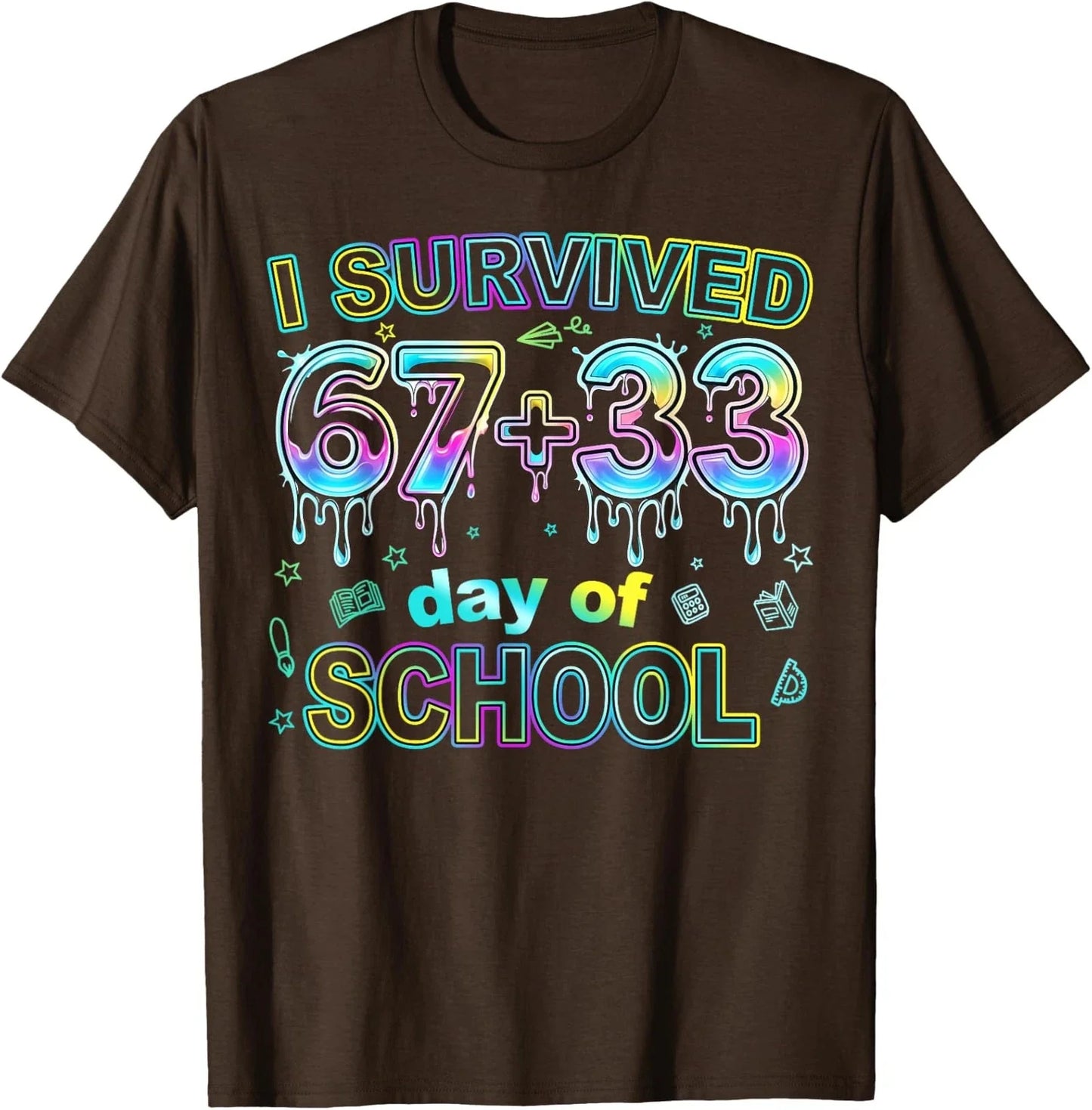 I Survived 67+33 Days School Teacher Student 67 Meme Unisex T-Shirt Unisex T-shirt, Sweatshirt, Hoodie, Long Sleeve Tee - T-Shirt, Sweatshirt, Hoodie