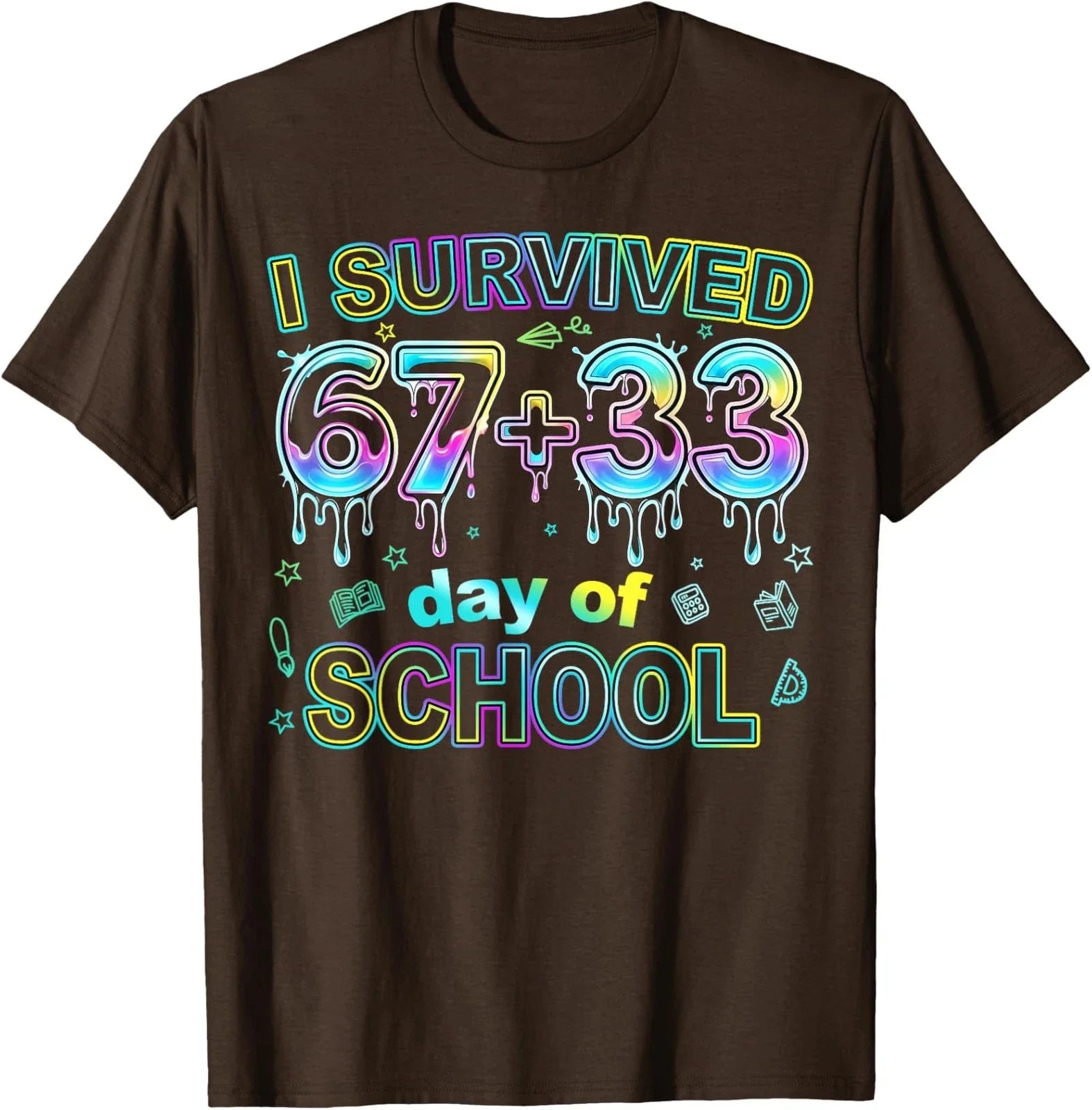 I Survived 67+33 Days School Teacher Student 67 Meme Unisex T-Shirt Unisex T-shirt, Sweatshirt, Hoodie, Long Sleeve Tee - T-Shirt, Sweatshirt, Hoodie