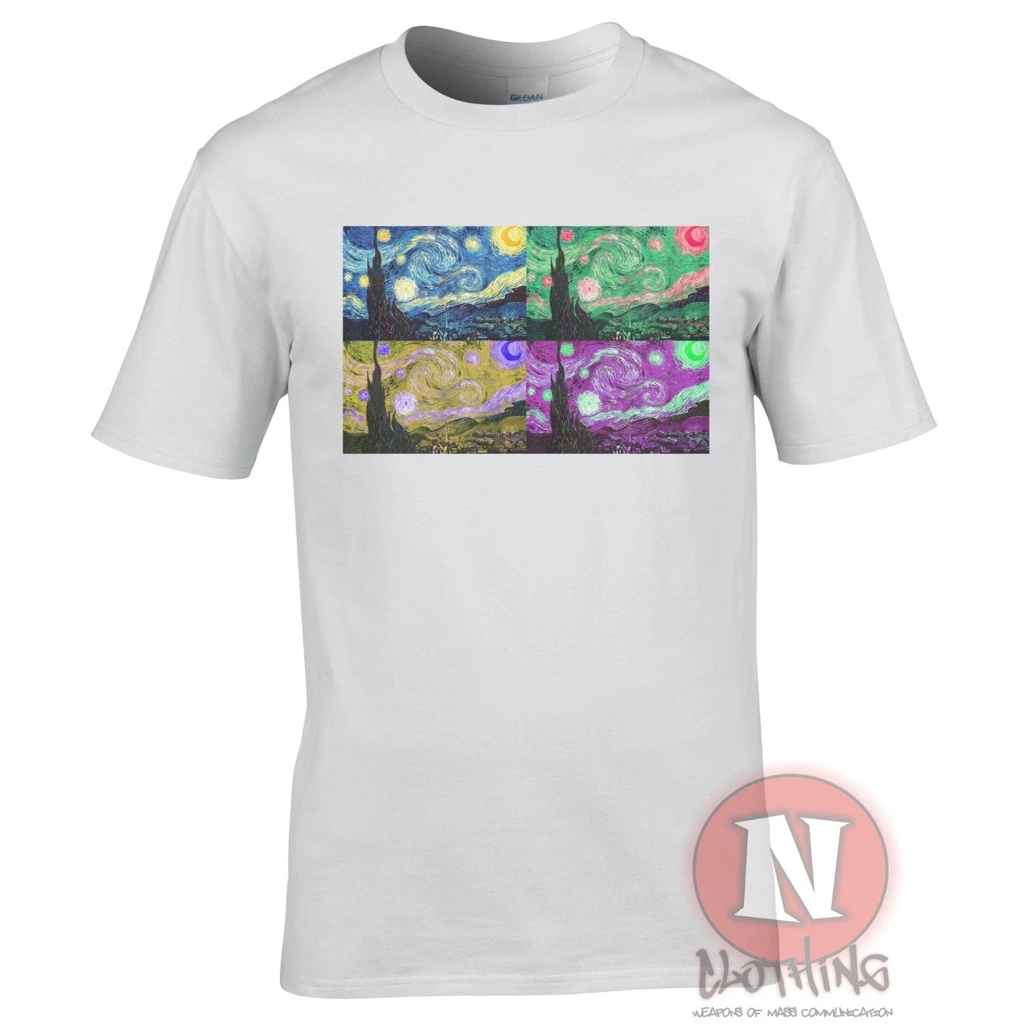 Naughees Vincent Van Gogh Starry Night Popart T-Shirt White Cotton Crew Neck Unisex T-shirt, Sweatshirt, Hoodie, Long Sleeve Tee - T-Shirt, Sweatshirt, Hoodie
