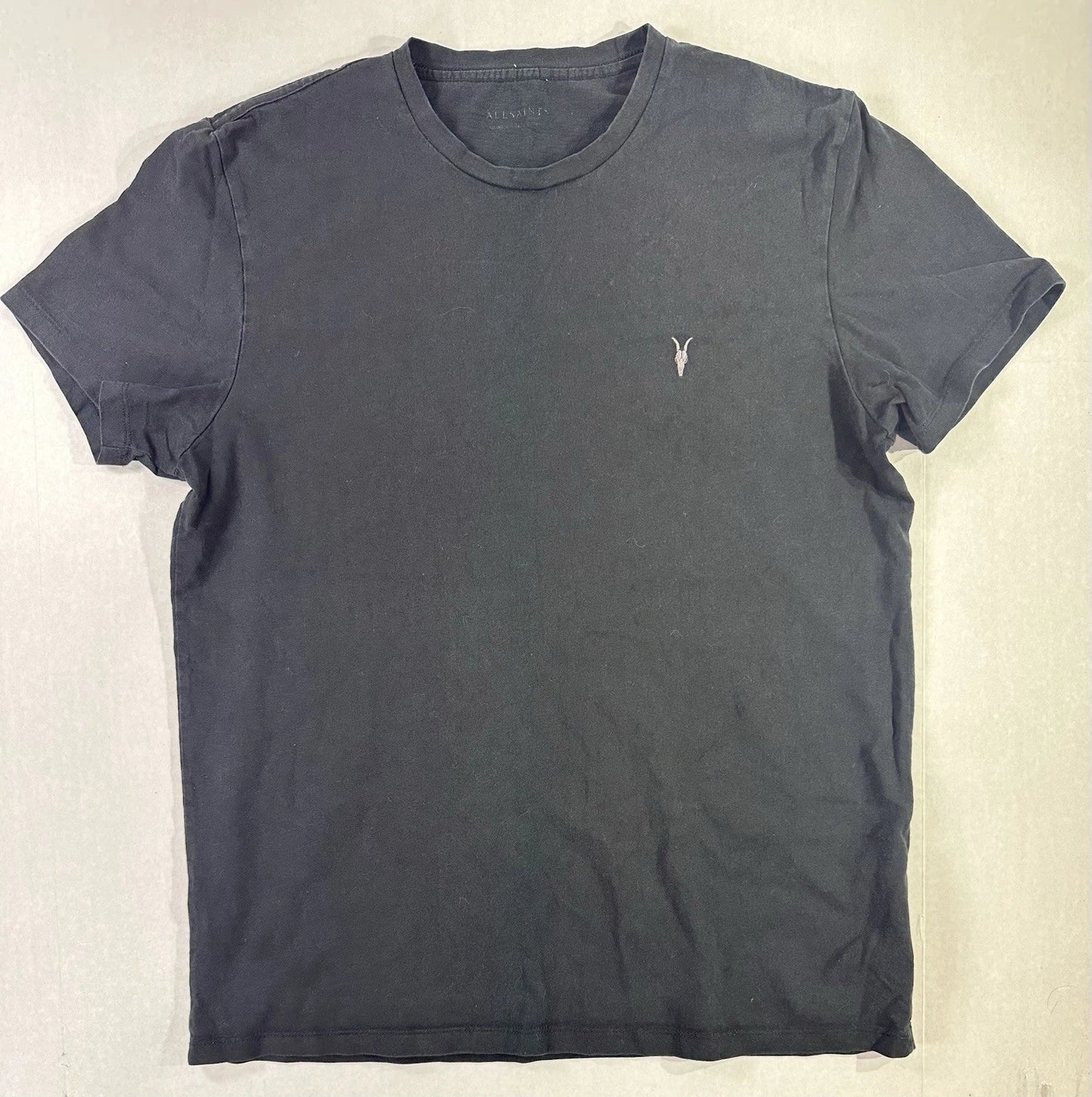AllSaints Black Ram Skull Logo T-Shirt Mens Medium Minimalist Casual Tee Unisex T-shirt, Sweatshirt, Hoodie, Long Sleeve Tee - T-Shirt, Sweatshirt, Hoodie