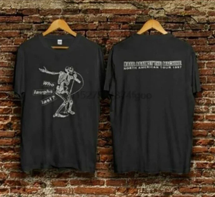 Best Vintage Rage Against The Machine Tour 1997 Who Laughs Last T Shirt Unisex T-shirt, Sweatshirt, Hoodie, Long Sleeve Tee - T-Shirt, Sweatshirt, Hoodie