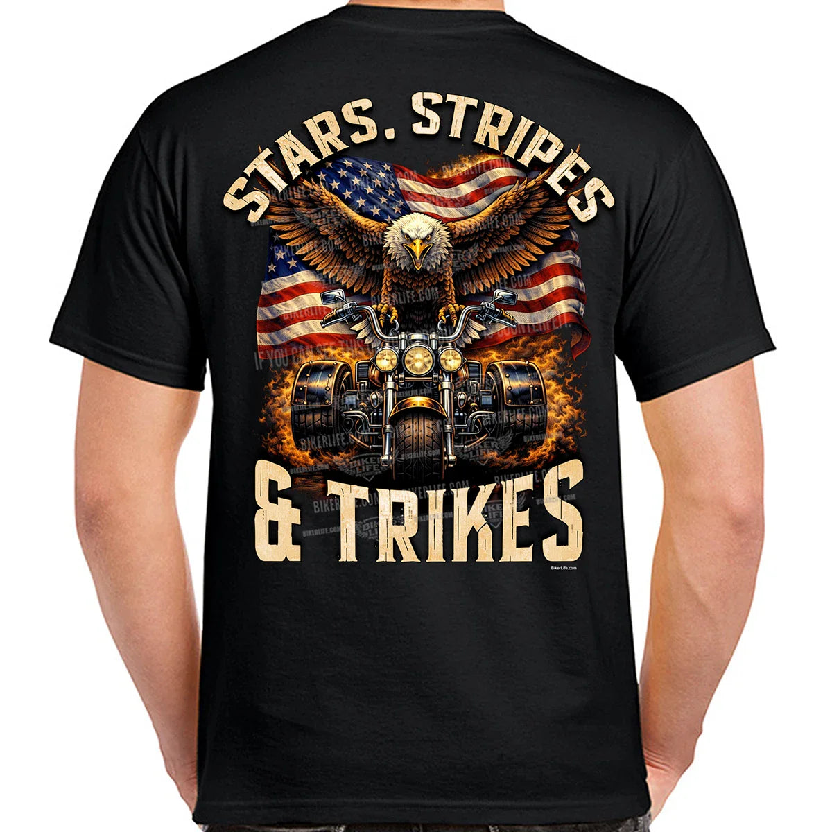 T-Shirt Stars, Stripes, and Trikes No Harley Unisex T-shirt, Sweatshirt, Hoodie, Long Sleeve Tee - T-Shirt, Sweatshirt, Hoodie