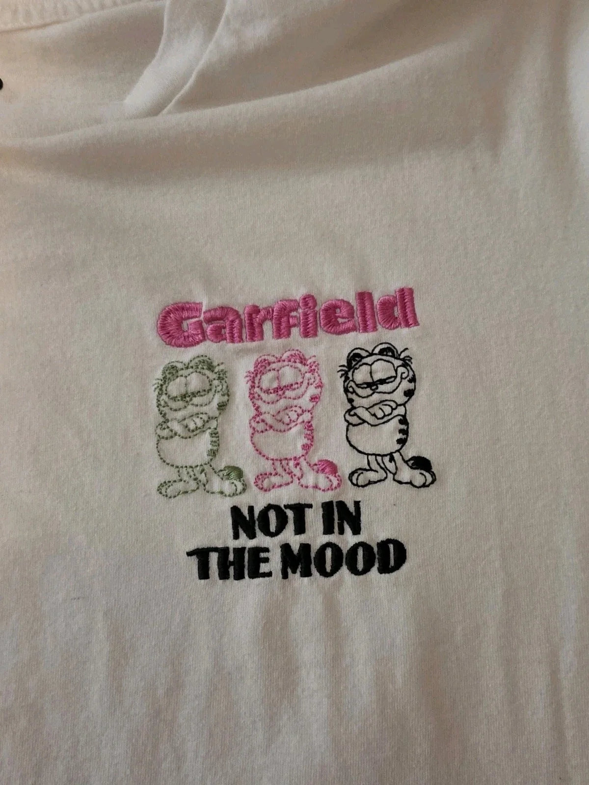 Garfield Not In The Mood Funny Cartoon Lazy Cat white T-Shirt New XXXL Embroider Unisex T-shirt, Sweatshirt, Hoodie, Long Sleeve Tee - T-Shirt, Sweatshirt, Hoodie