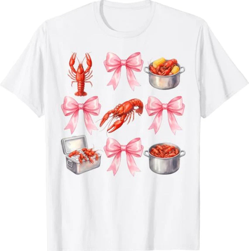 Funny Bow Cute Coquette Crawfish Boil Y2K Aesthetic T-Shirt Unisex T-shirt, Sweatshirt, Hoodie, Long Sleeve Tee - T-Shirt, Sweatshirt, Hoodie