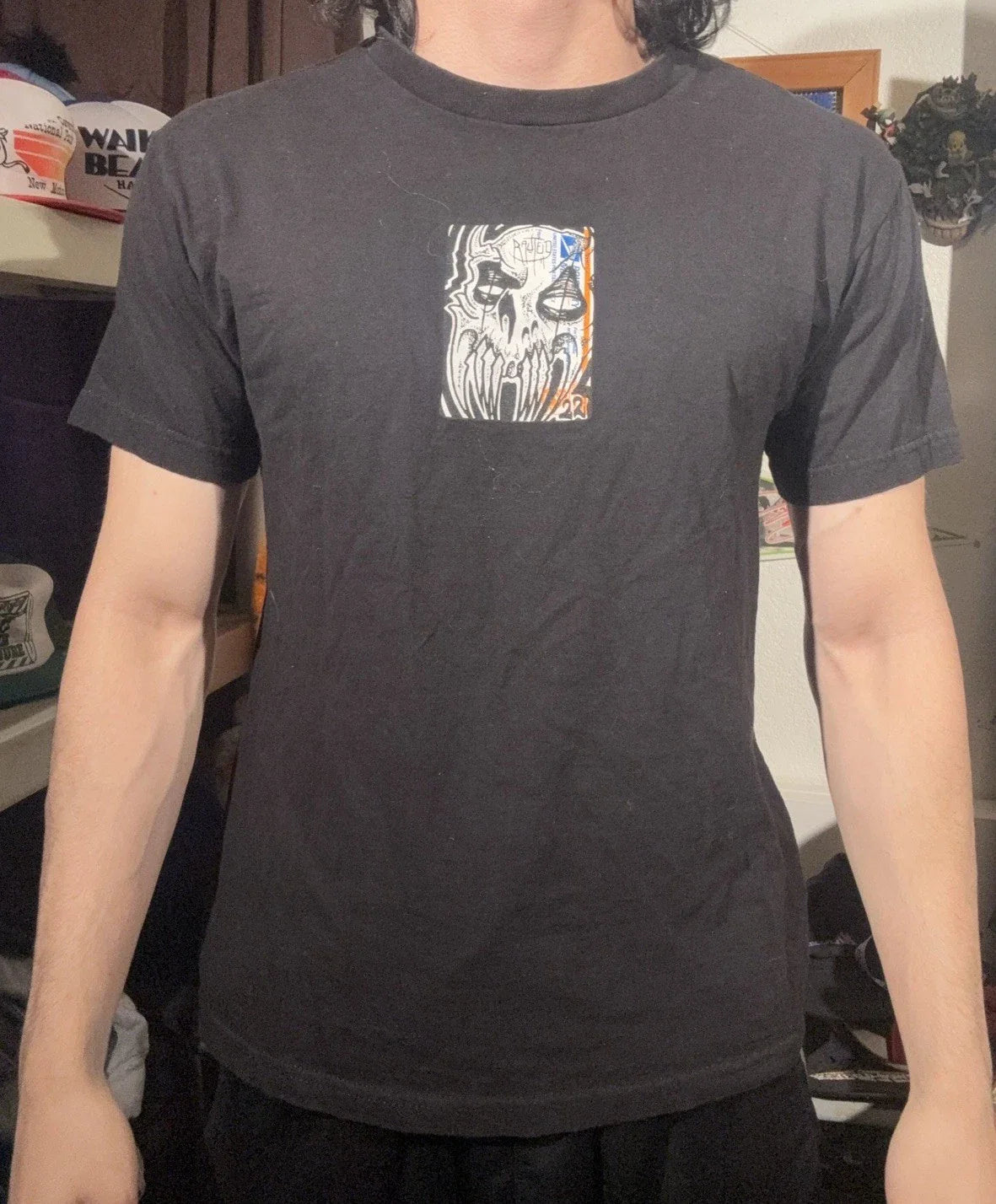 Rare Clothing Brand Rauted Skull Skeleton Face Post Office Sticker T Shirt M Unisex T-shirt, Sweatshirt, Hoodie, Long Sleeve Tee - T-Shirt, Sweatshirt, Hoodie