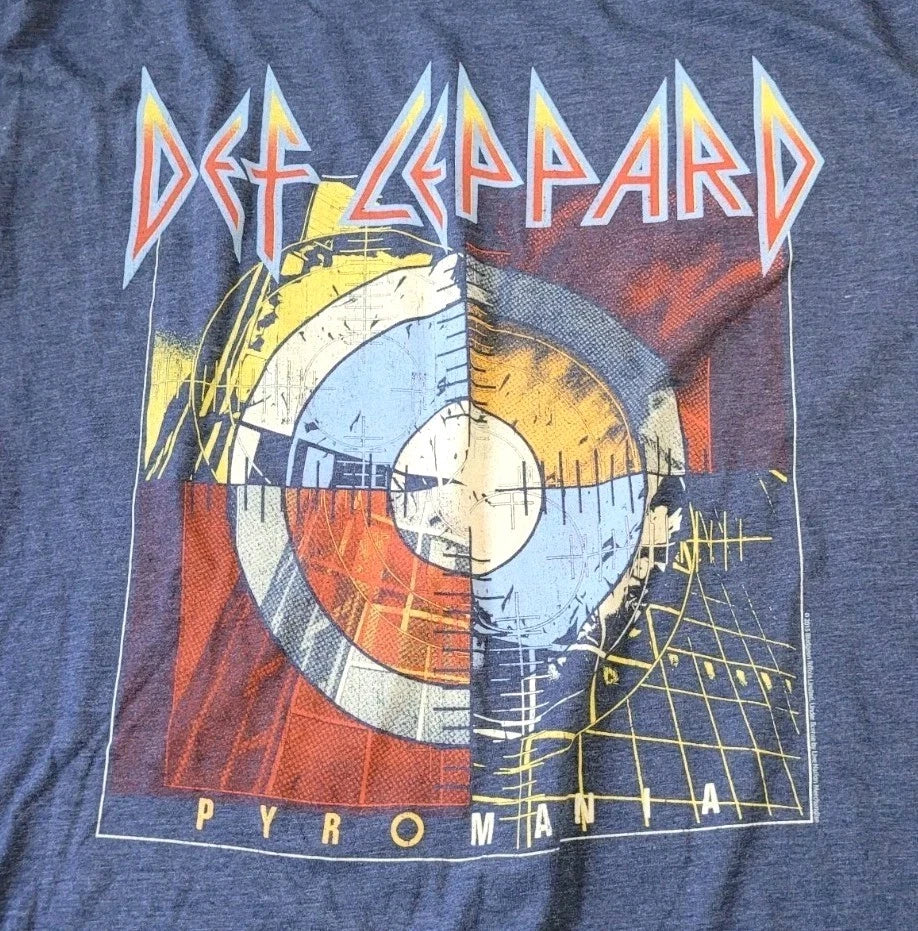 Vintage Y2k Def Leppard Pyromania T Shirt Men's Size XL Blue 707 Tag Unisex T-shirt, Sweatshirt, Hoodie, Long Sleeve Tee - T-Shirt, Sweatshirt, Hoodie