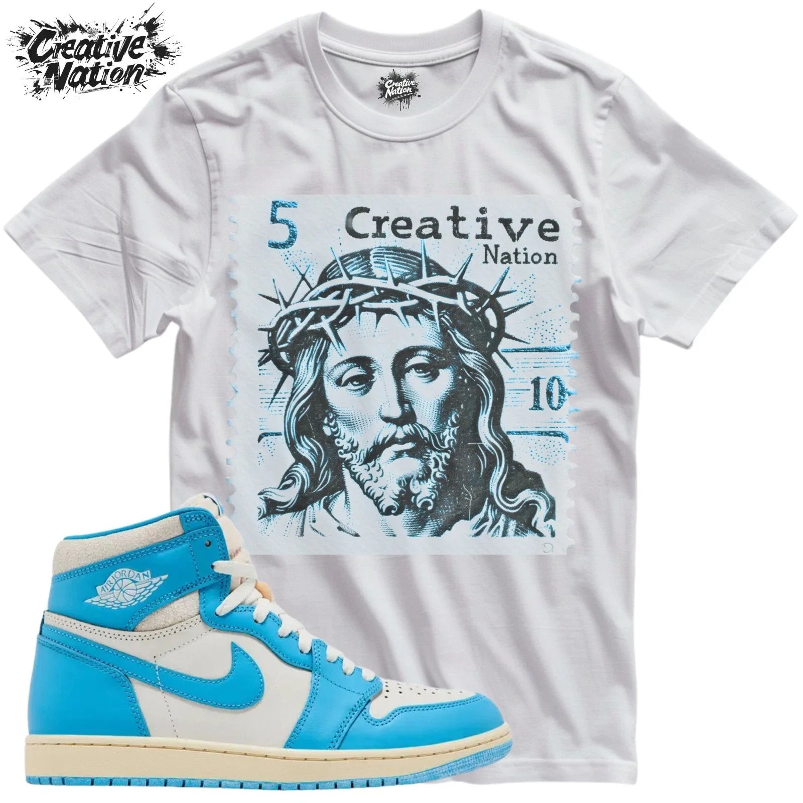 Shirt To Match 1 UNC Reimagined Unisex Tee Sneaker Shirt Jesus Shirt Unisex T-shirt, Sweatshirt, Hoodie, Long Sleeve Tee - T-Shirt, Sweatshirt, Hoodie