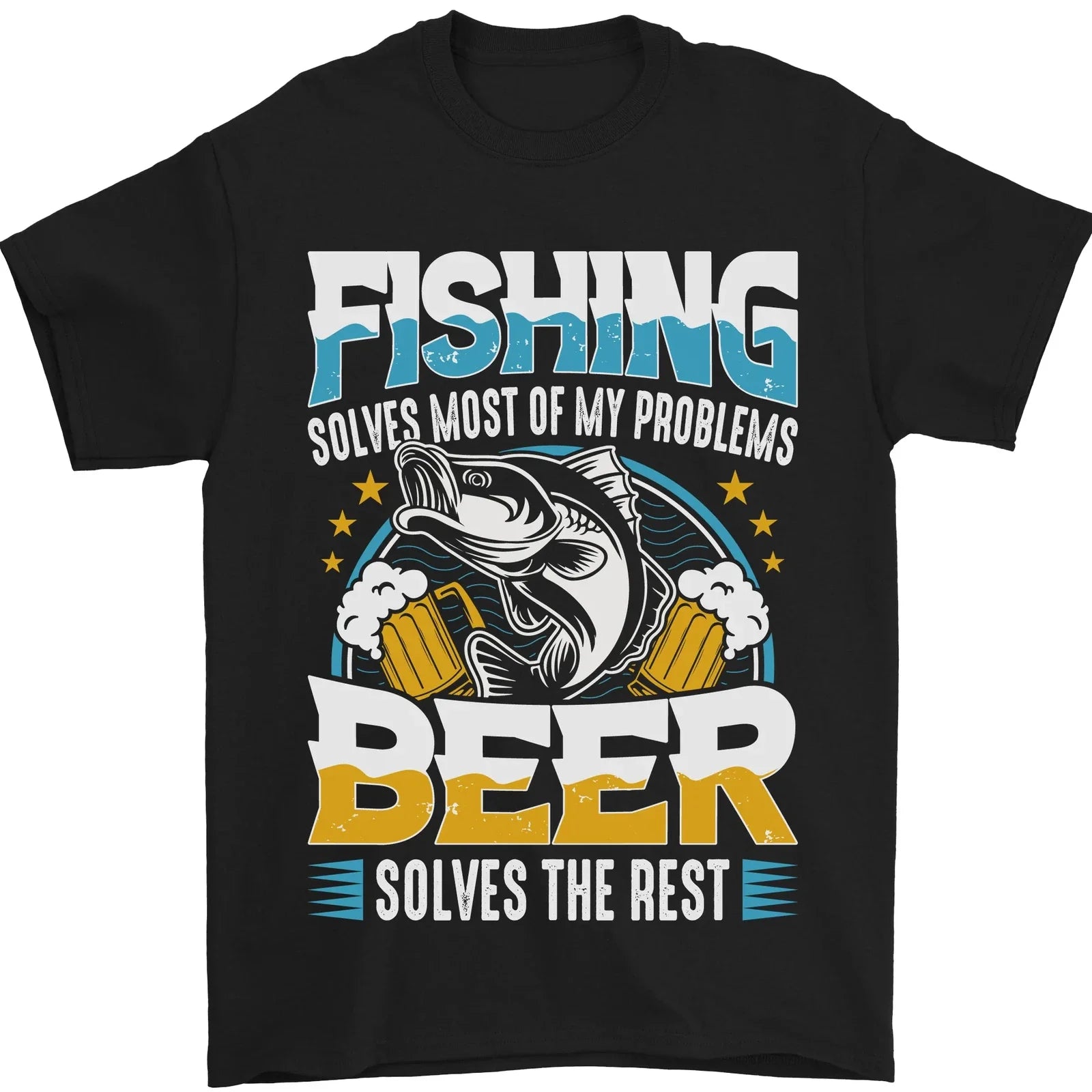 Fishing & Beer Funny Fisherman Alcohol Mens T-Shirt 100% Cotton Unisex T-shirt, Sweatshirt, Hoodie, Long Sleeve Tee - T-Shirt, Sweatshirt, Hoodie