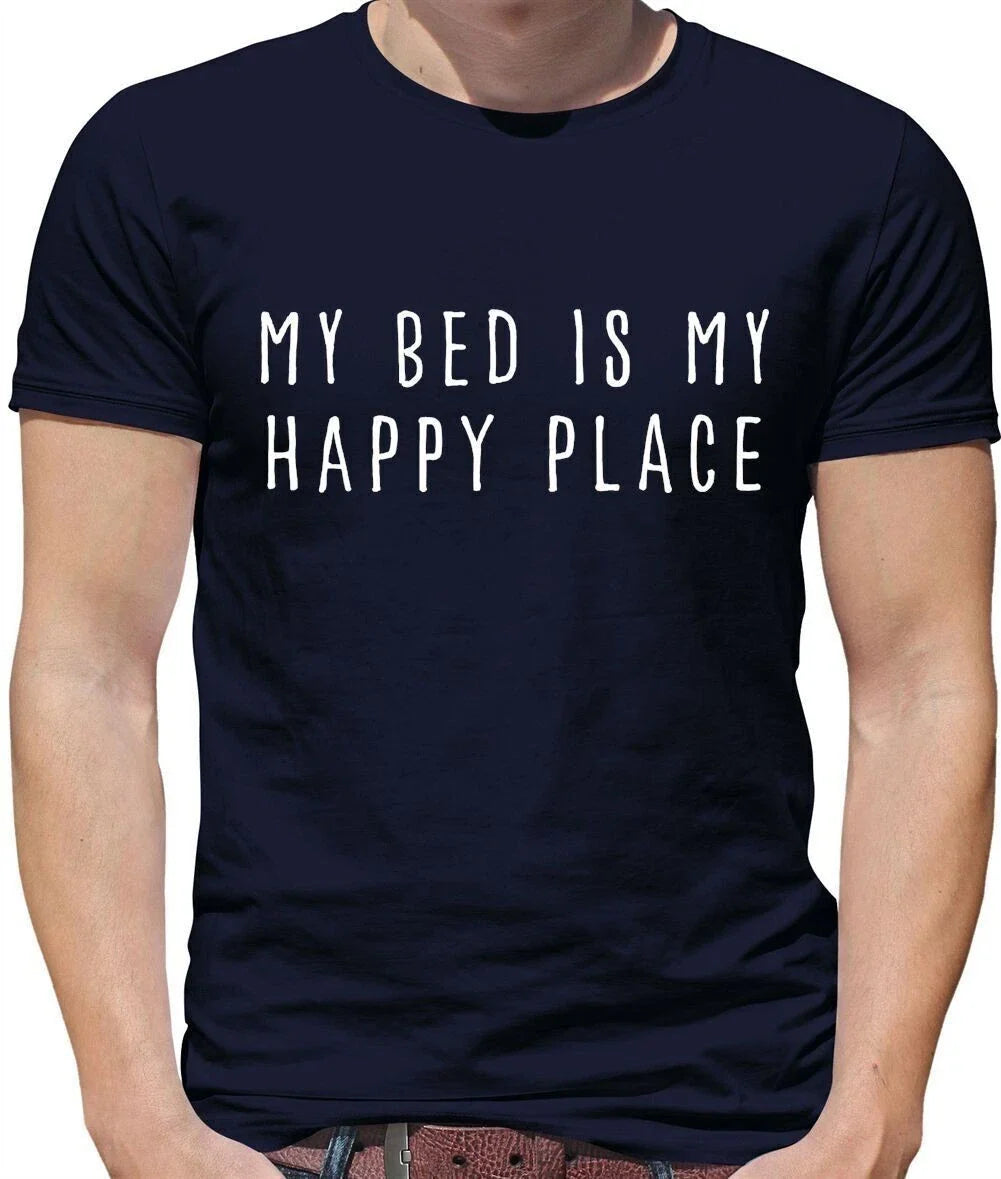 My Bed is My Happy Place - Mens T-Shirt - Funny Teen Teenager Sleep Love Lazy Unisex T-shirt, Sweatshirt, Hoodie, Long Sleeve Tee - T-Shirt, Sweatshirt, Hoodie
