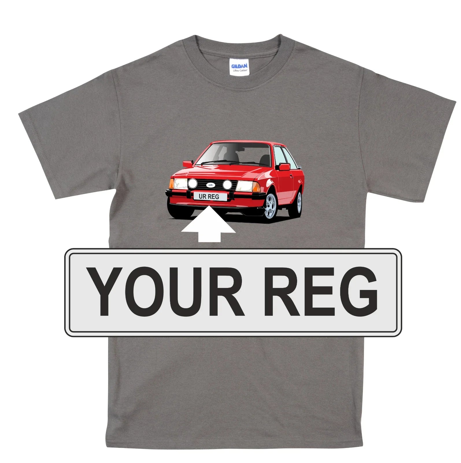 MK3 Ford Escort T Shirt XR3 RS Classic Car Personalised Registration S-5XL Unisex T-shirt, Sweatshirt, Hoodie, Long Sleeve Tee - T-Shirt, Sweatshirt, Hoodie