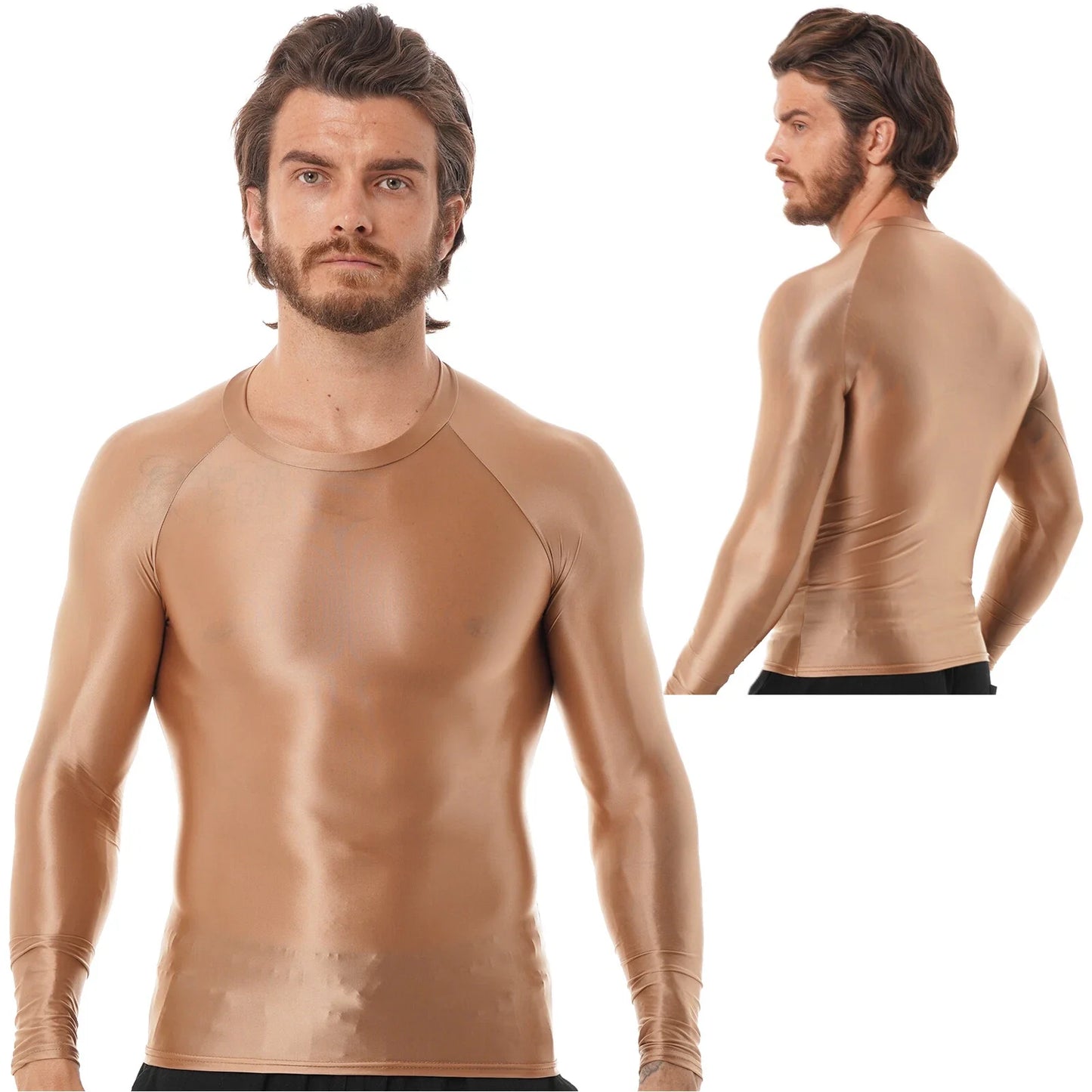 Men's Shiny Long Sleeve Shirts Sportswear Gym Sheer Compression T-Shirt Tops Unisex T-shirt, Sweatshirt, Hoodie, Long Sleeve Tee - T-Shirt, Sweatshirt, Hoodie