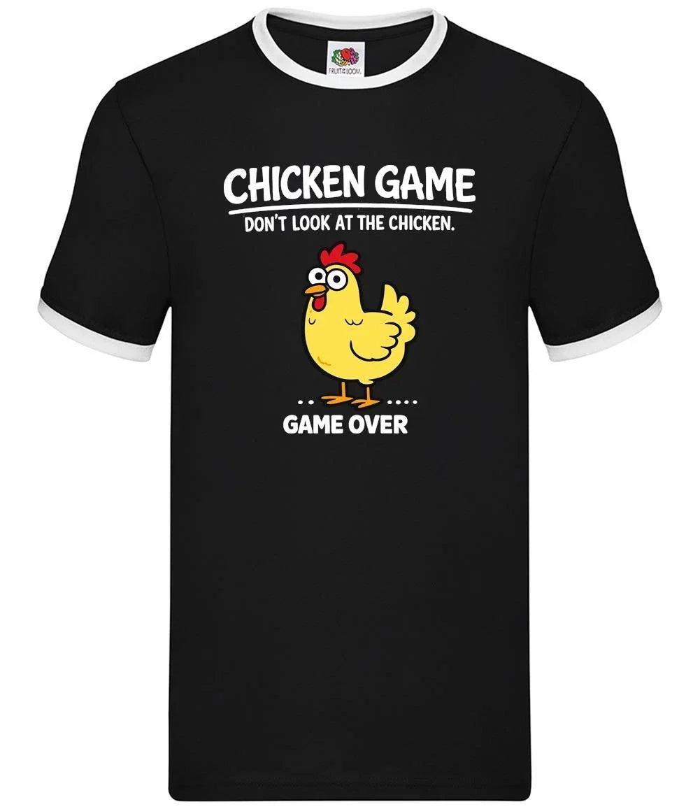 Chicken Game Over Funny Graphic - Mens Ringer - Chickens Love Meme Novelty Unisex T-shirt, Sweatshirt, Hoodie, Long Sleeve Tee - T-Shirt, Sweatshirt, Hoodie