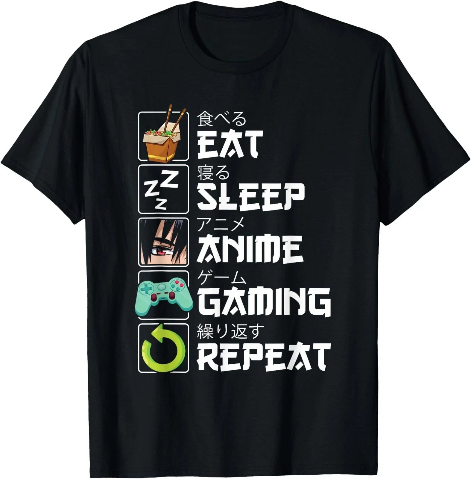 Eat Sleep Anime Gaming Repeat Kawaii Otaku Anime Manga T-Shirt Unisex T-shirt, Sweatshirt, Hoodie, Long Sleeve Tee - T-Shirt, Sweatshirt, Hoodie