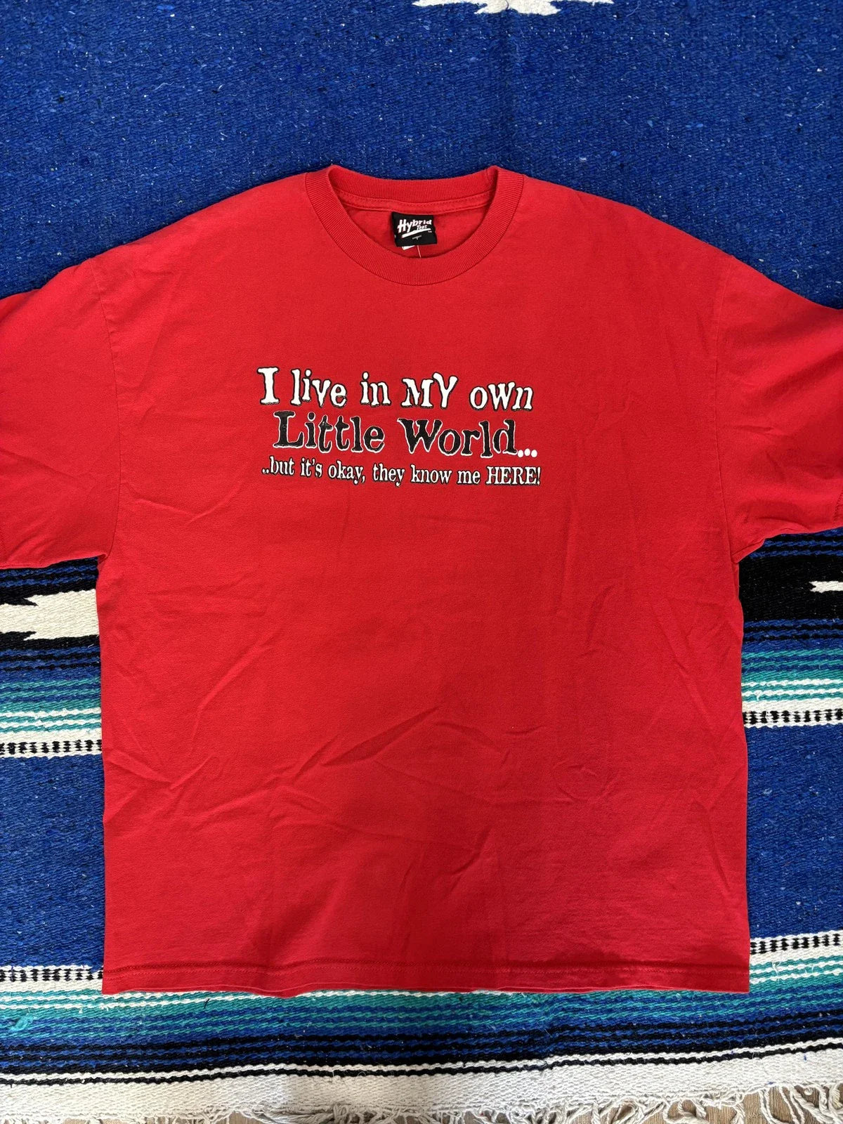 Hybrid Tees Shirt Mens Extra Large Red Funny Graphic I Live In My Own World Unisex T-shirt, Sweatshirt, Hoodie, Long Sleeve Tee - T-Shirt, Sweatshirt, Hoodie