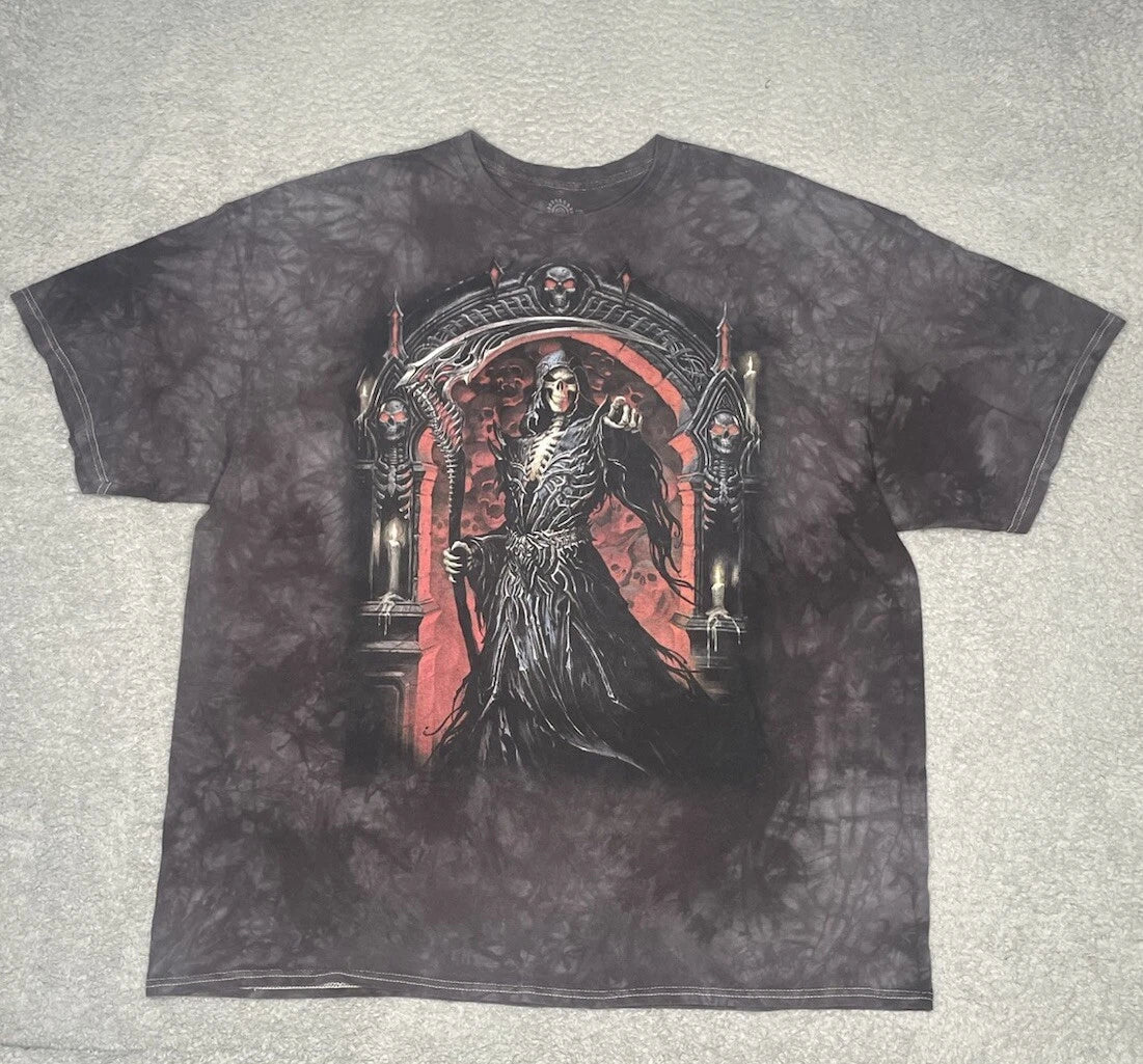 The Mountain Skeleton T-shirt Mens 2XL Reaper Cyber Grunge Skater Y2K Faded Gray Unisex T-shirt, Sweatshirt, Hoodie, Long Sleeve Tee - T-Shirt, Sweatshirt, Hoodie