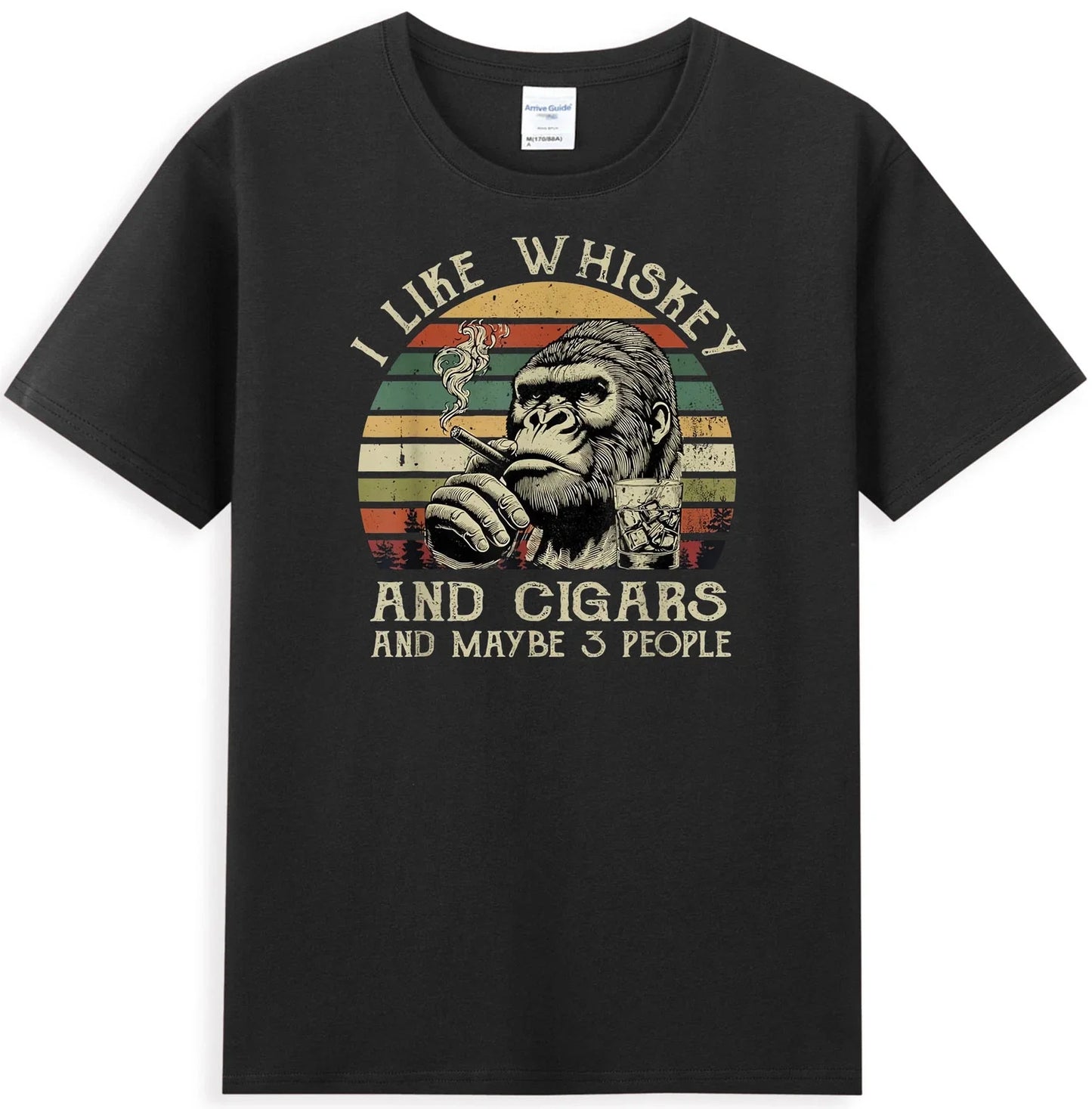 I Like Whiskey And Cigars Funny Gorilla Monkey Smoking Men's T-Shirt Unisex T-shirt, Sweatshirt, Hoodie, Long Sleeve Tee - T-Shirt, Sweatshirt, Hoodie