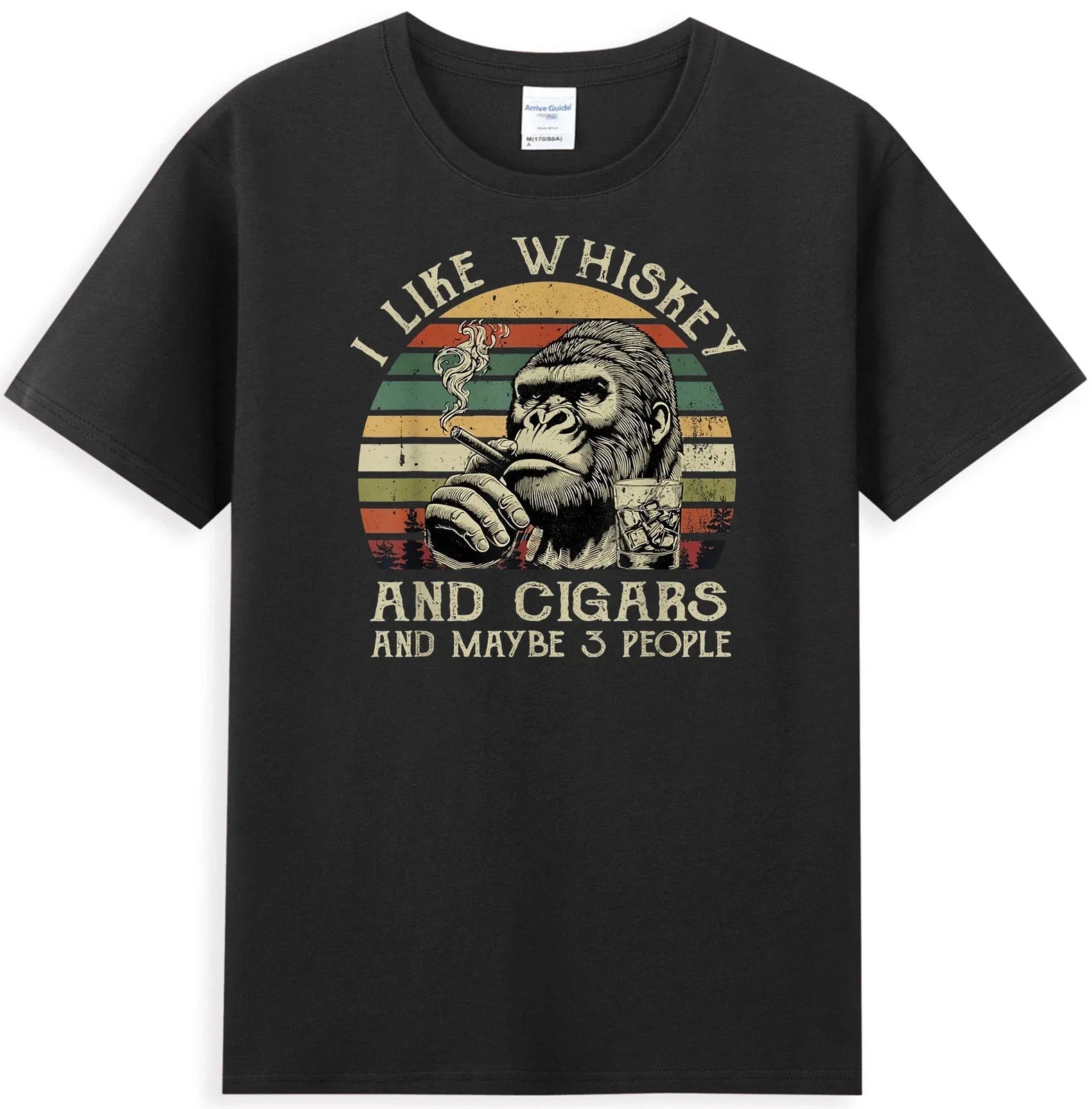 I Like Whiskey And Cigars Funny Gorilla Monkey Smoking Men's T-Shirt Unisex T-shirt, Sweatshirt, Hoodie, Long Sleeve Tee - T-Shirt, Sweatshirt, Hoodie