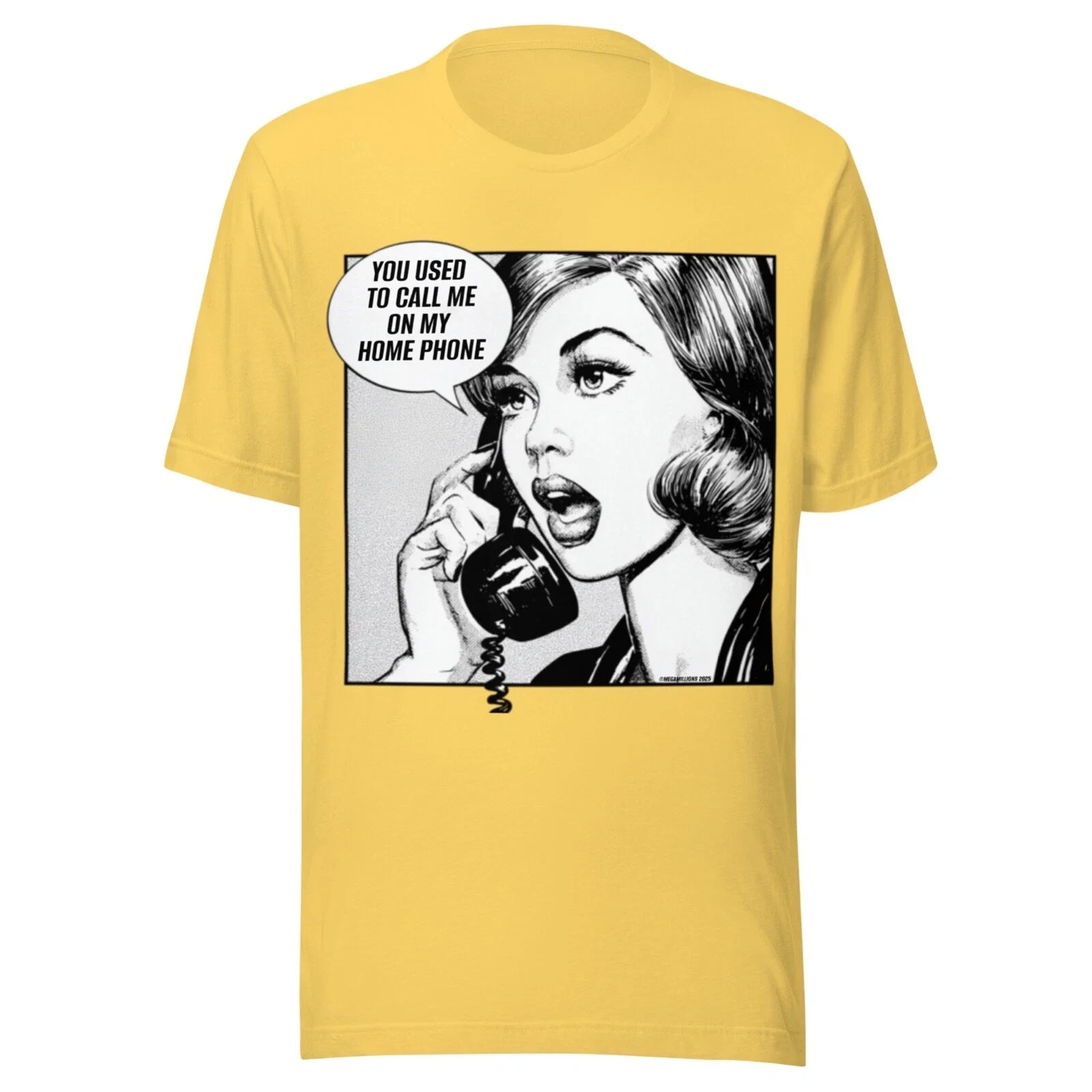 vintage SHIRT - FUNNY  - POP ART - DRAKE -  CALL ME ON MY HOME PHONE - YELLOW Unisex T-shirt, Sweatshirt, Hoodie, Long Sleeve Tee - T-Shirt, Sweatshirt, Hoodie