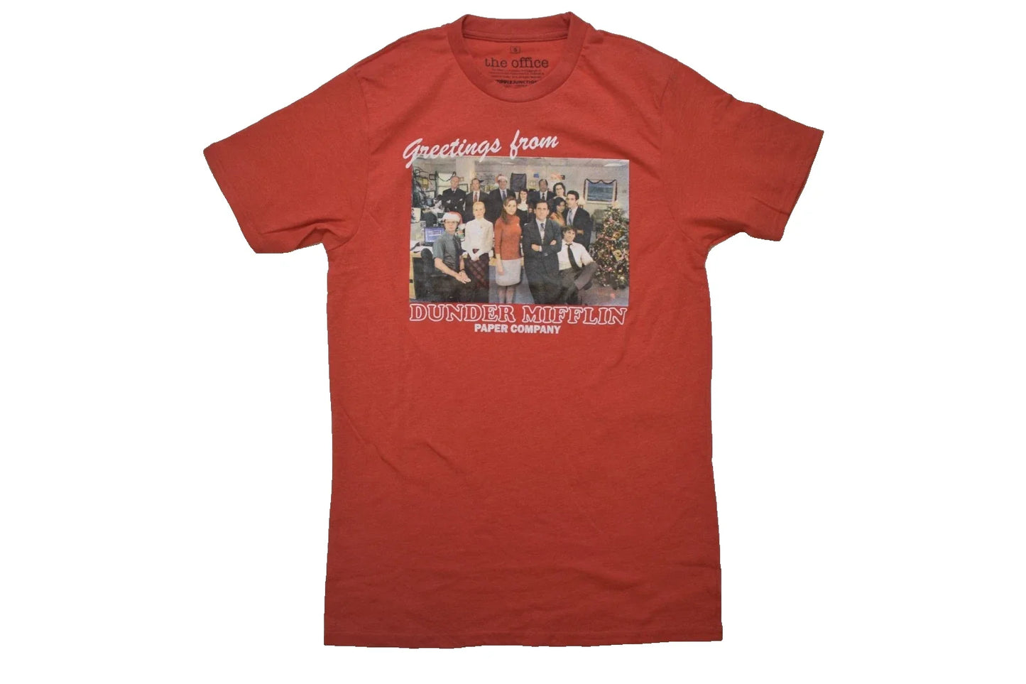 The Office Mens Greetings From Dunder Mifflin Christmas Card Red Shirt NWT Small Unisex T-shirt, Sweatshirt, Hoodie, Long Sleeve Tee - T-Shirt, Sweatshirt, Hoodie