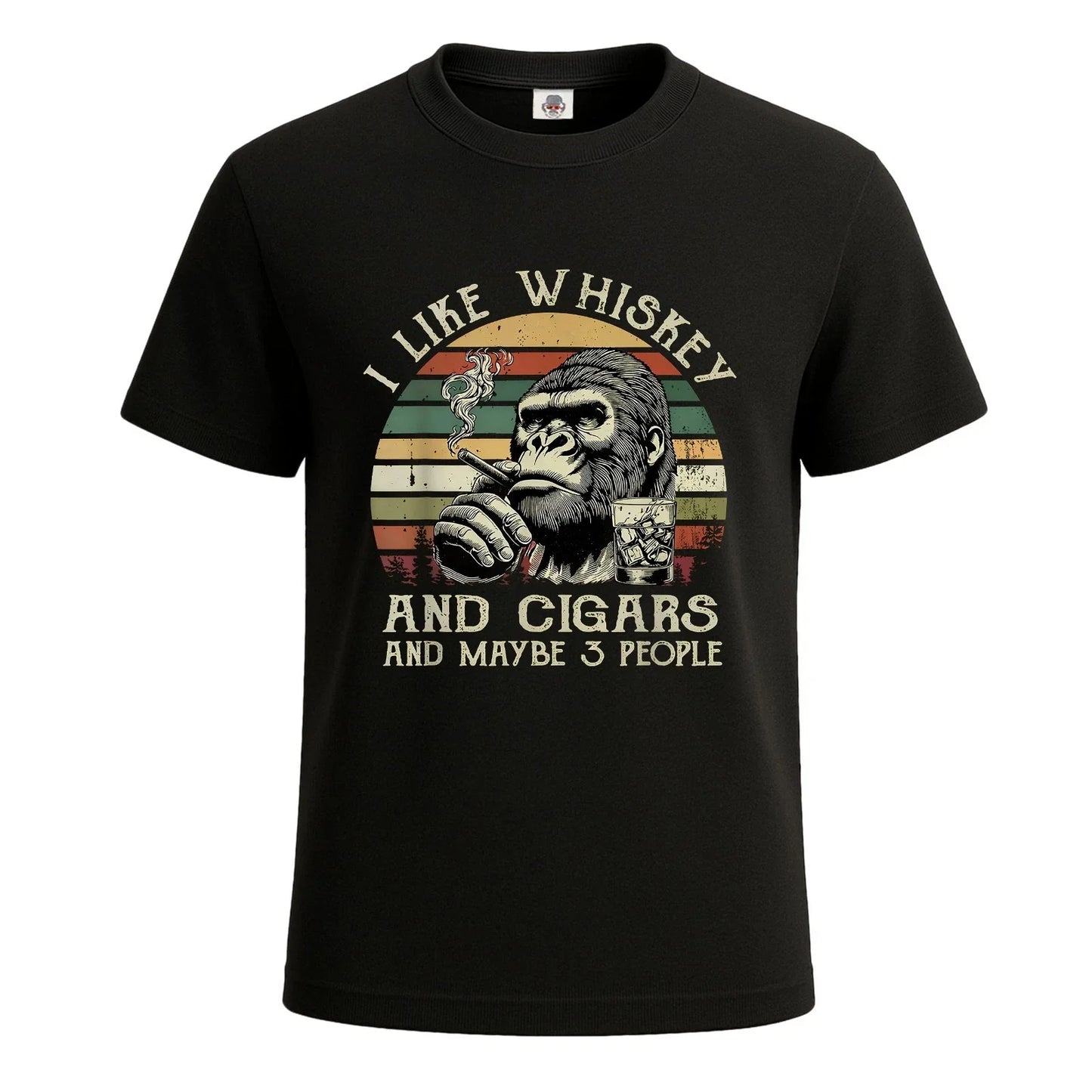 I Like Whiskey And Cigars And Maybe Retro TShirt Ape Gorilla Novelty Tee Top Unisex T-shirt, Sweatshirt, Hoodie, Long Sleeve Tee - T-Shirt, Sweatshirt, Hoodie
