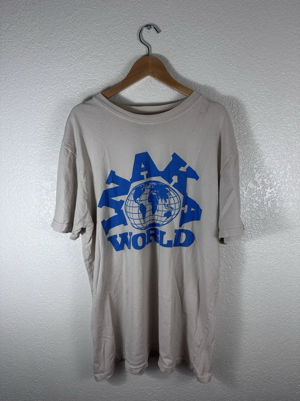 Inaka World Graphic T-Shirt Beige Blue Globe Logo Oversized Streetwear Tee XL Unisex T-shirt, Sweatshirt, Hoodie, Long Sleeve Tee - T-Shirt, Sweatshirt, Hoodie
