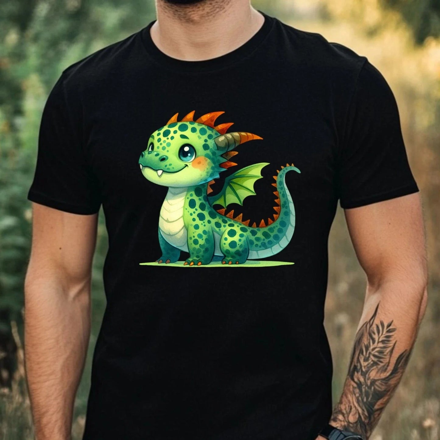 Mens Green Dragon Motif Cotton T-Shirt Size XS to 5XL Unisex T-shirt, Sweatshirt, Hoodie, Long Sleeve Tee - T-Shirt, Sweatshirt, Hoodie