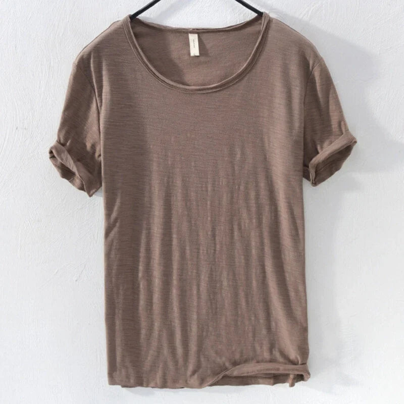 Men's Solid Color Short Sleeve T-shirt Cotton Casual Thin Style Undershirt Tops Unisex T-shirt, Sweatshirt, Hoodie, Long Sleeve Tee - T-Shirt, Sweatshirt, Hoodie