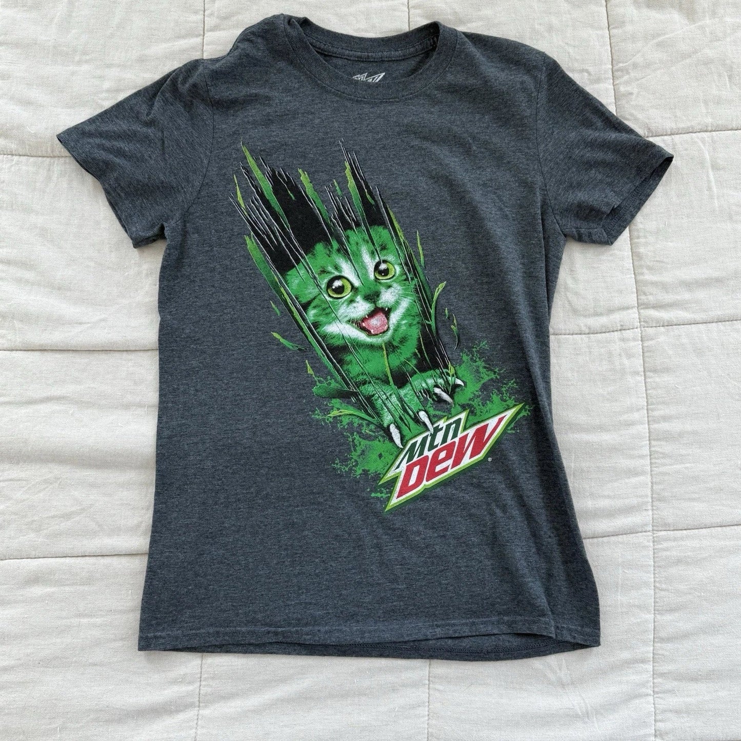 Vintage Y2K Mountain Dew Green Kitten Scratching T-Shirt Size Small *RARE*  Unisex T-shirt, Sweatshirt, Hoodie, Long Sleeve Tee - T-Shirt, Sweatshirt, Hoodie