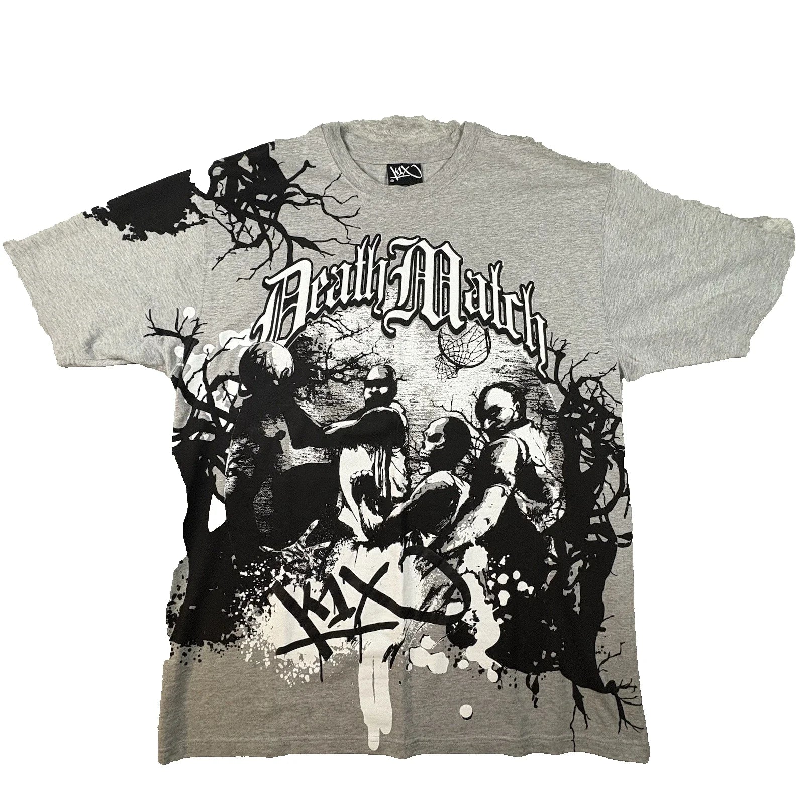 K1X Men's 3XL Gray Death Match Basketball Graphic T Shirt Y2K Streetwear SEE DES Unisex T-shirt, Sweatshirt, Hoodie, Long Sleeve Tee - T-Shirt, Sweatshirt, Hoodie
