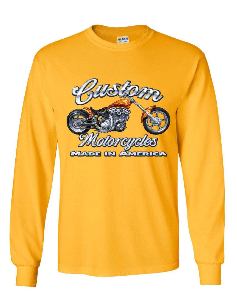 Custom Motorcycles Long Sleeve T-Shirt Biker Chopper American Tradition USA Tee Unisex T-shirt, Sweatshirt, Hoodie, Long Sleeve Tee - T-Shirt, Sweatshirt, Hoodie