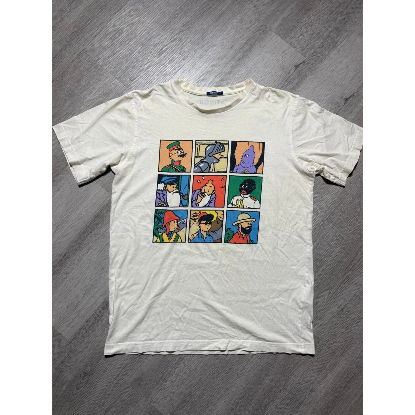Tintin Graphic T-Shirt Mens Small Cream Cotton Comic Grid Herge Moulinsart S Unisex T-shirt, Sweatshirt, Hoodie, Long Sleeve Tee - T-Shirt, Sweatshirt, Hoodie