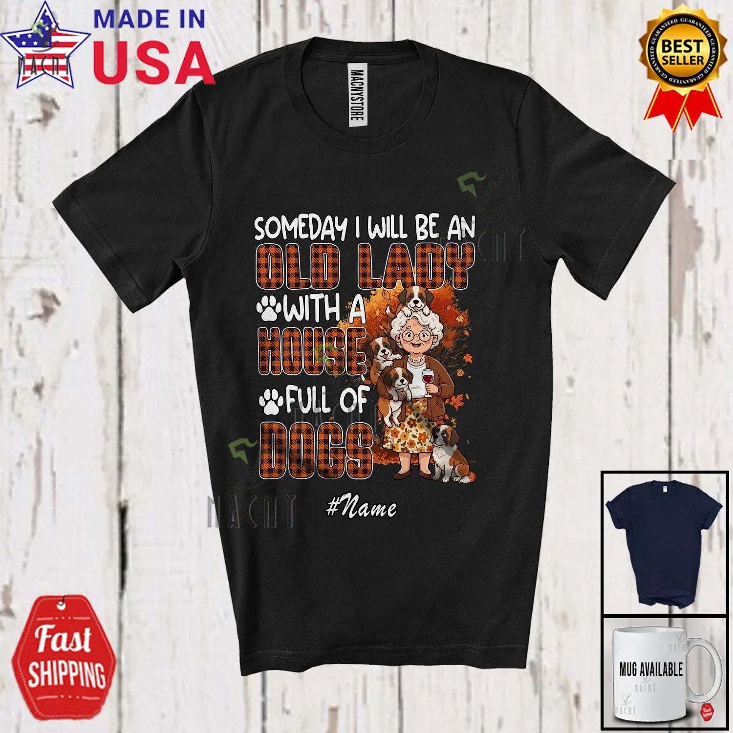 Custom Name An Old Lady With Full Of Dogs; Mother's Day Plaid St. Bernard Shirt Unisex T-shirt, Sweatshirt, Hoodie, Long Sleeve Tee - T-Shirt, Sweatshirt, Hoodie
