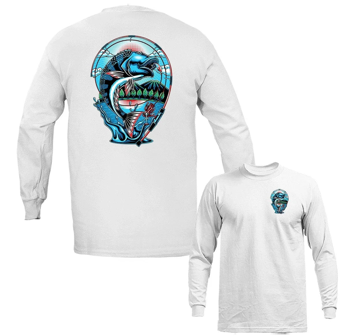 Mountain Lake Bass Fishing Adventure Outdoor Sport Long Sleeve T-shirt Unisex T-shirt, Sweatshirt, Hoodie, Long Sleeve Tee - T-Shirt, Sweatshirt, Hoodie