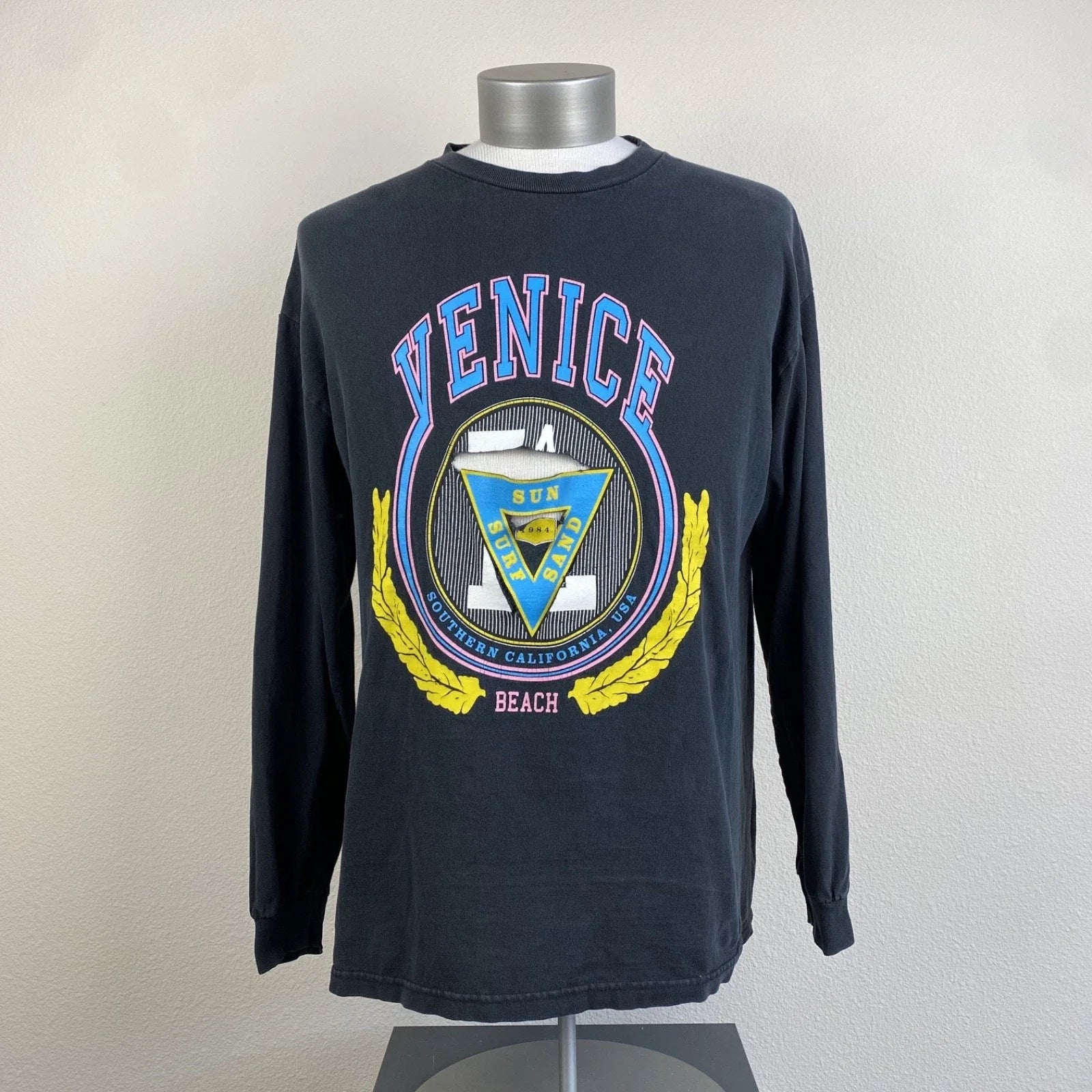 90s/Y2K Venice Beach Distressed Black Long Sleeve XL Unisex T-shirt, Sweatshirt, Hoodie, Long Sleeve Tee - T-Shirt, Sweatshirt, Hoodie