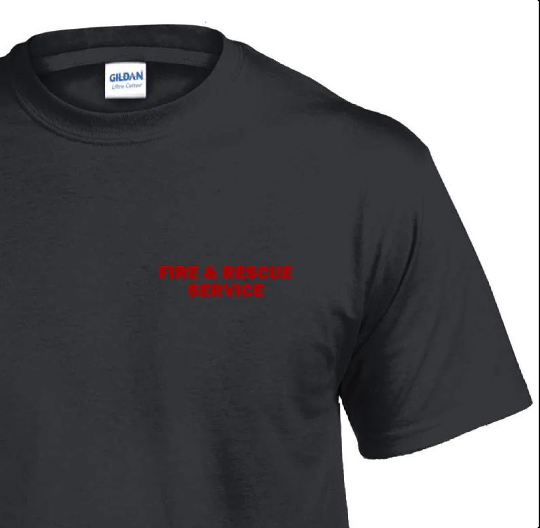 FIRE AND RESCUE SERVICE T SHIRT - UK FIREMAN EMERGENCY SERVICES - BLACK Unisex T-shirt, Sweatshirt, Hoodie, Long Sleeve Tee - T-Shirt, Sweatshirt, Hoodie
