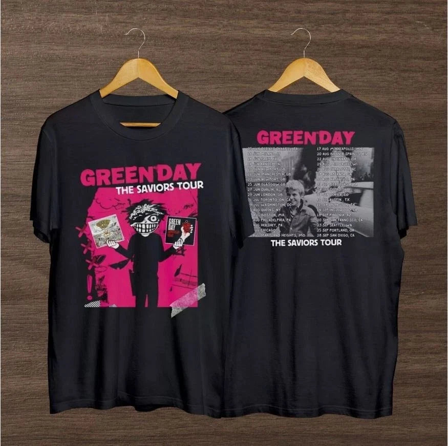 Vintage Green Day The Saviors Tour Shirt 2024 T-Shirt, Green Day Band Fans Tee Unisex T-shirt, Sweatshirt, Hoodie, Long Sleeve Tee - T-Shirt, Sweatshirt, Hoodie