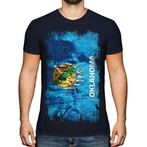 Oklahoma Zustand Grunge Flagge Herren T-Shirt Oklahoman Hemd Jersey Geschenk Unisex T-shirt, Sweatshirt, Hoodie, Long Sleeve Tee - T-Shirt, Sweatshirt, Hoodie
