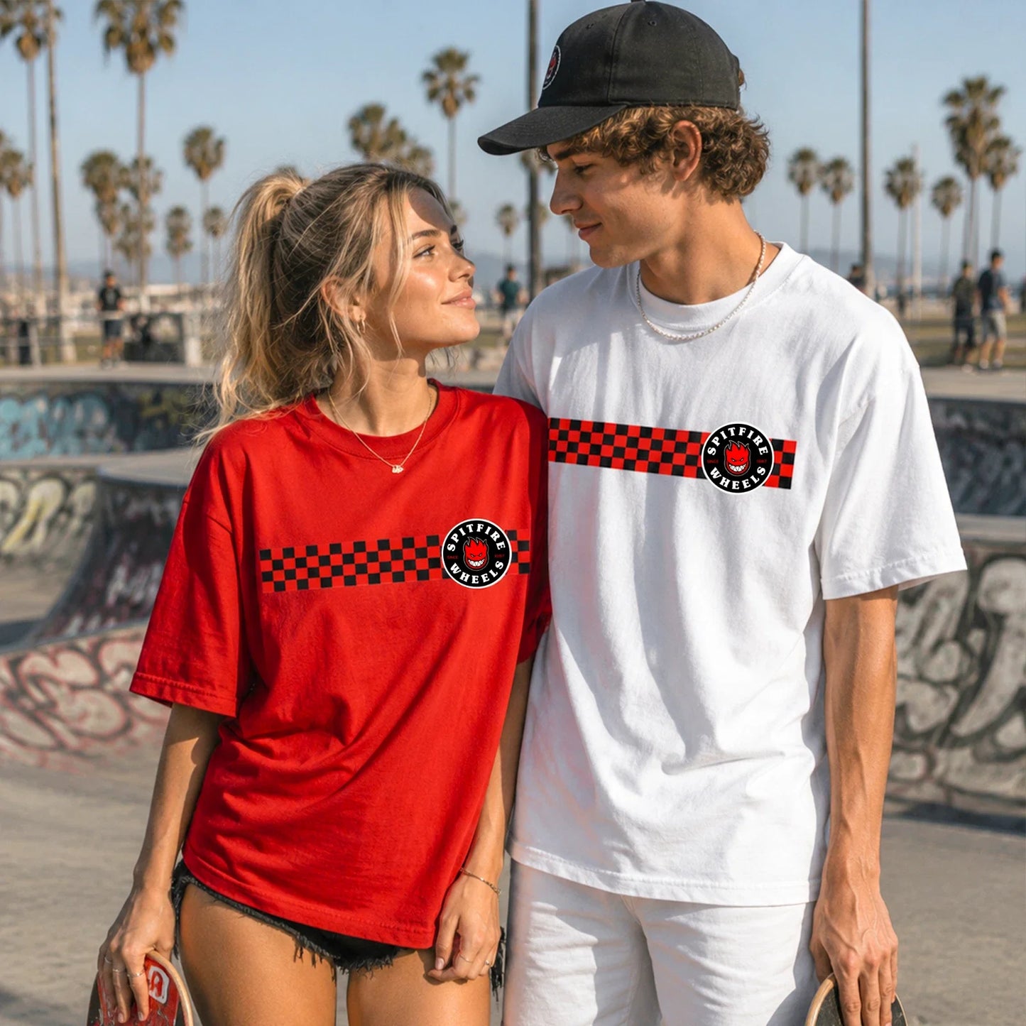 Spitfire Wheels Checkerboard T-Shirt Skateboarding Streetwear Red Black Tee Unisex T-shirt, Sweatshirt, Hoodie, Long Sleeve Tee - T-Shirt, Sweatshirt, Hoodie