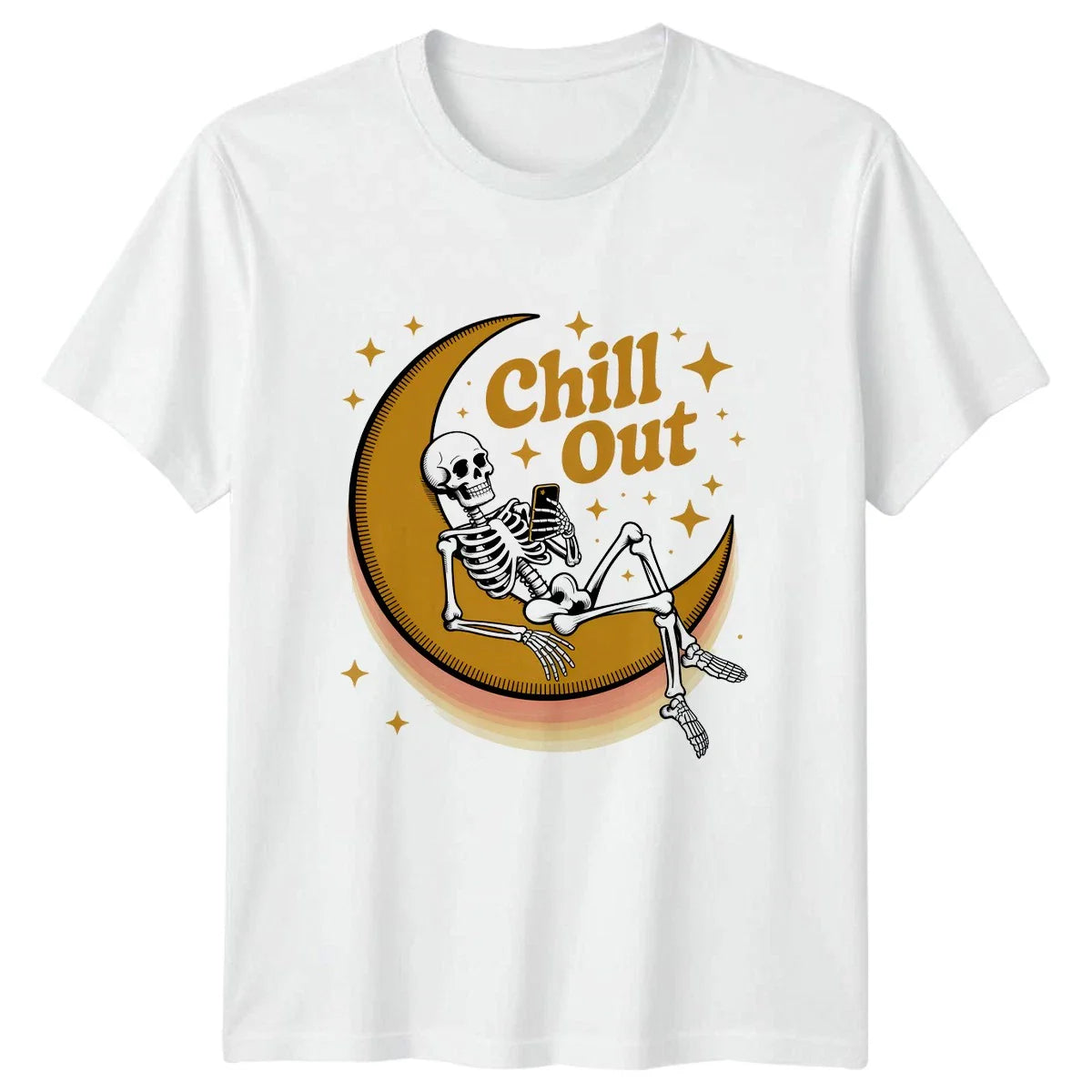 Chill Out T-Shirt Celestial Goth Skeleton Novelty Birthday Gift For Him And Her Unisex T-shirt, Sweatshirt, Hoodie, Long Sleeve Tee - T-Shirt, Sweatshirt, Hoodie