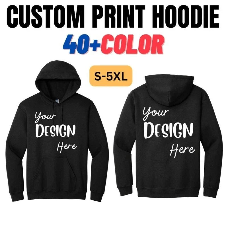 Personalized Text & Design Graphic Hoodie, Custom Hoodie Unisex T-shirt, Sweatshirt, Hoodie, Long Sleeve Tee - T-Shirt, Sweatshirt, Hoodie