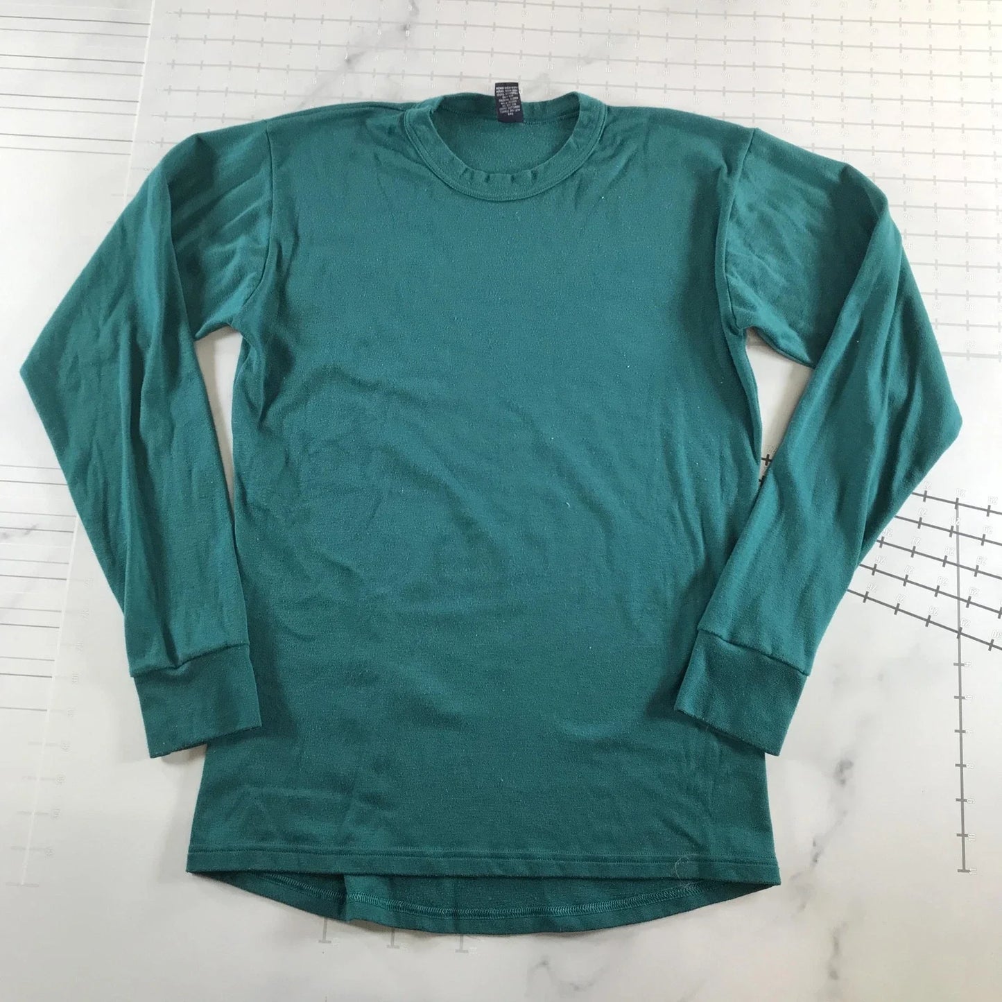 Vintage Lands' End Shirt Mens Medium 38-40 Teal Long Sleeve Crew Neck Stretch Unisex T-shirt, Sweatshirt, Hoodie, Long Sleeve Tee - T-Shirt, Sweatshirt, Hoodie