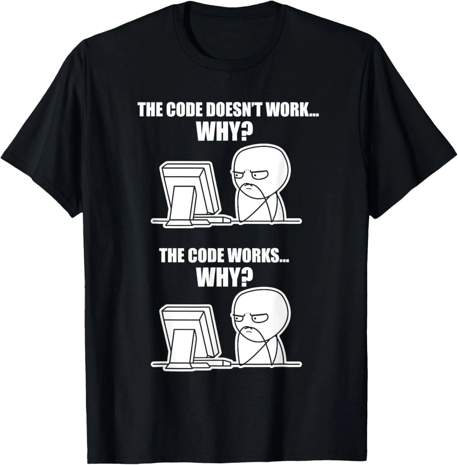 Funny Programmer T-Shirt - Code Works Why Meme Tee Gift Unisex T-Shirt Unisex T-shirt, Sweatshirt, Hoodie, Long Sleeve Tee - T-Shirt, Sweatshirt, Hoodie