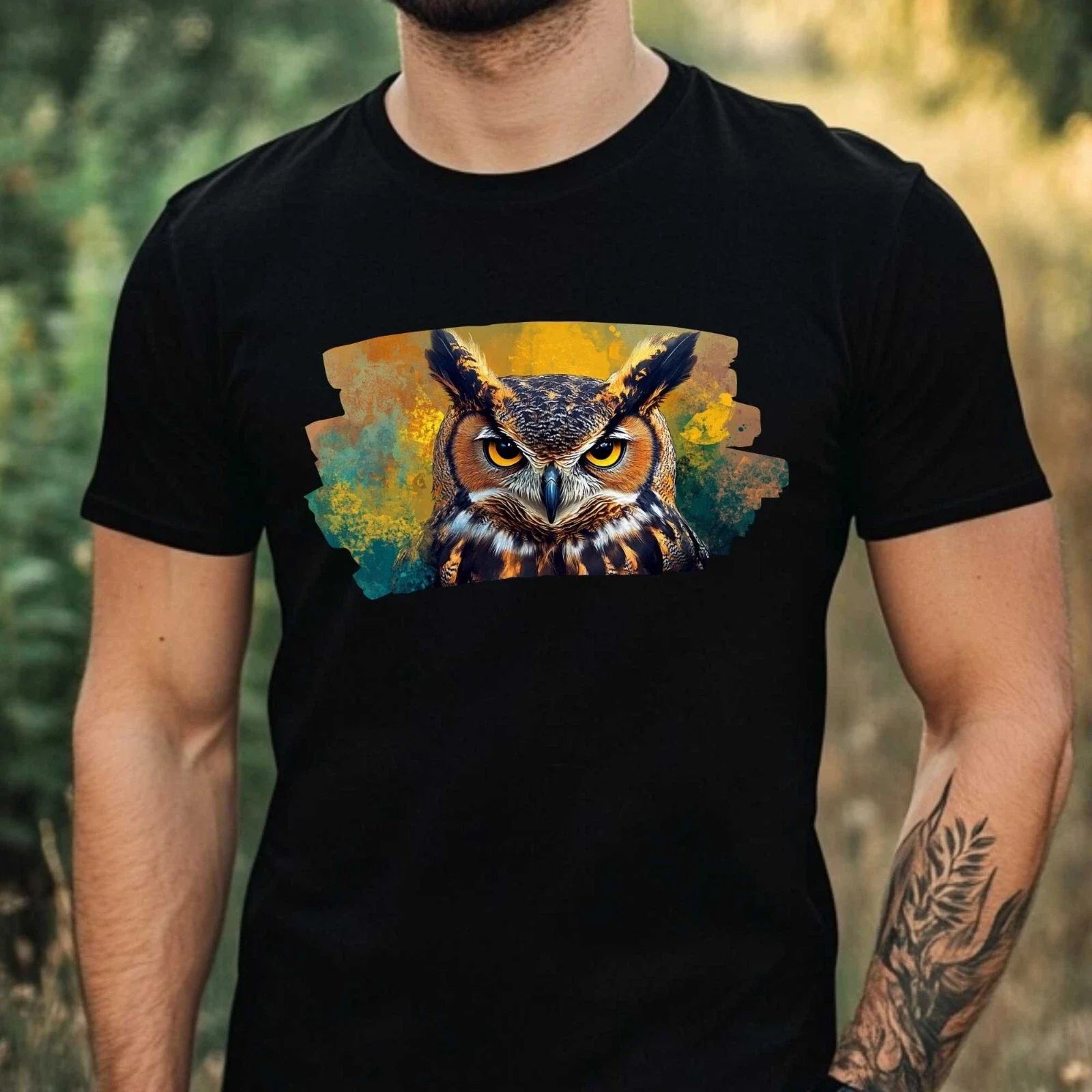 Mens Owl Anime Style Print Cotton T-Shirt Size XS to 5XL Unisex T-shirt, Sweatshirt, Hoodie, Long Sleeve Tee - T-Shirt, Sweatshirt, Hoodie