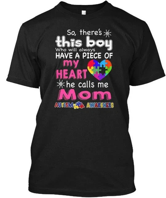 Stylish Theres This Boy He Call Me Mom Autism A So T-Shirt Made in USA S to 5XL Unisex T-shirt, Sweatshirt, Hoodie, Long Sleeve Tee - T-Shirt, Sweatshirt, Hoodie