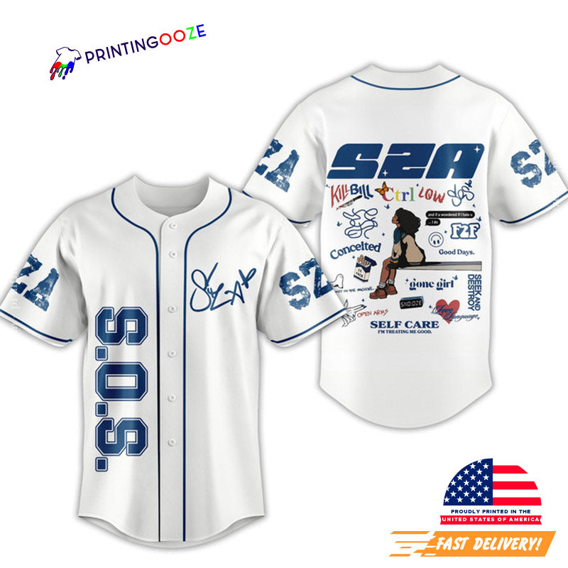 SZA SOS Merch Signature Baseball Jersey Unisex T-shirt, Sweatshirt, Hoodie, Long Sleeve Tee - T-Shirt, Sweatshirt, Hoodie